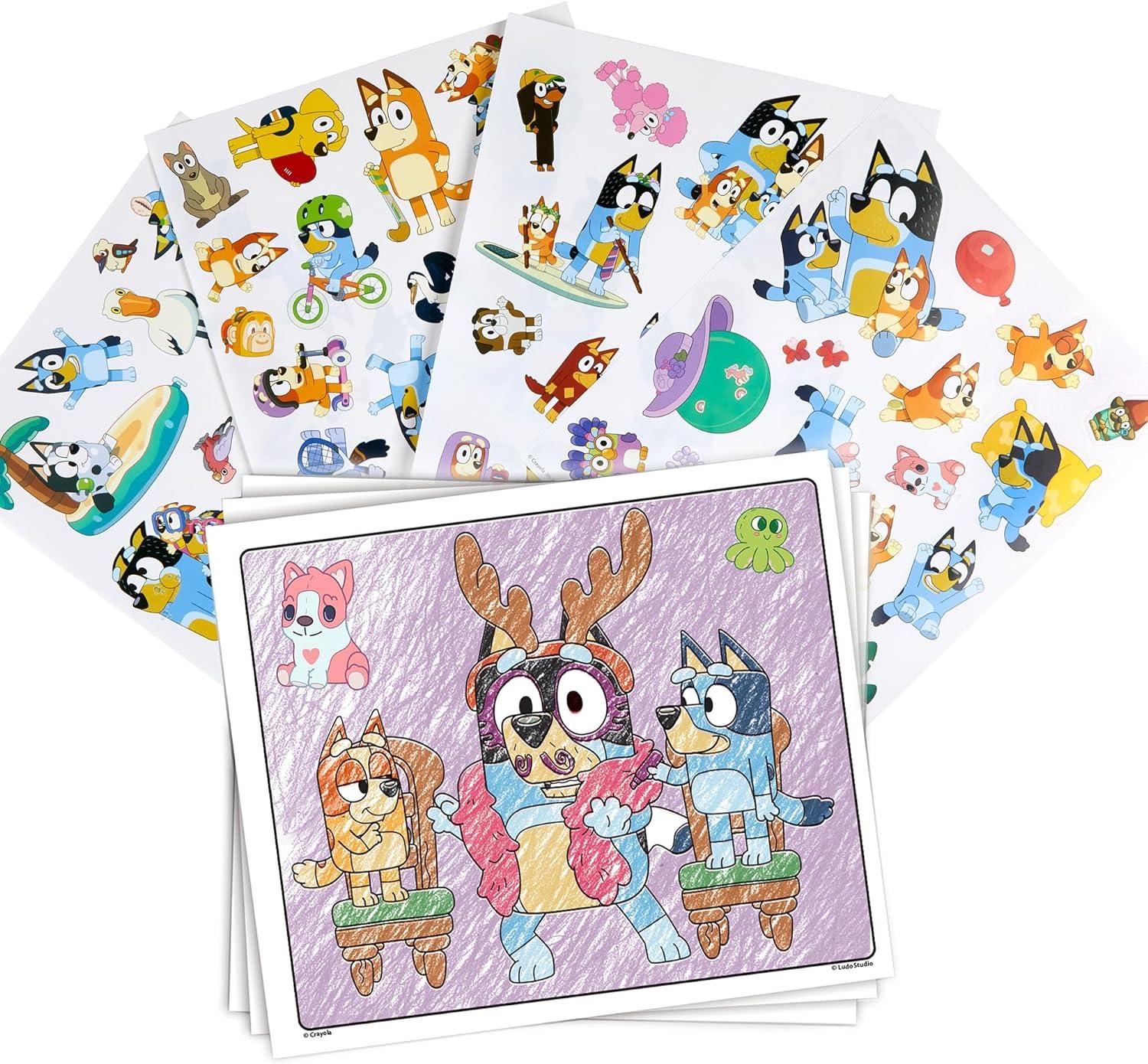 Crayola Bluey Color & Sticker Activity, Bluey Coloring Book, 32 Coloring Pages