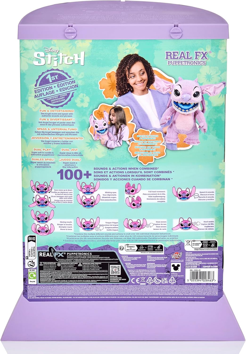 WOW! STUFF Disney Angel Puppetronic by RealFX | with a Limited 1st Edition Certificate | Looks, Feels & Sounds Real! | Disney's Lilo & Stitch | Over 100 Action & Sounds | 18