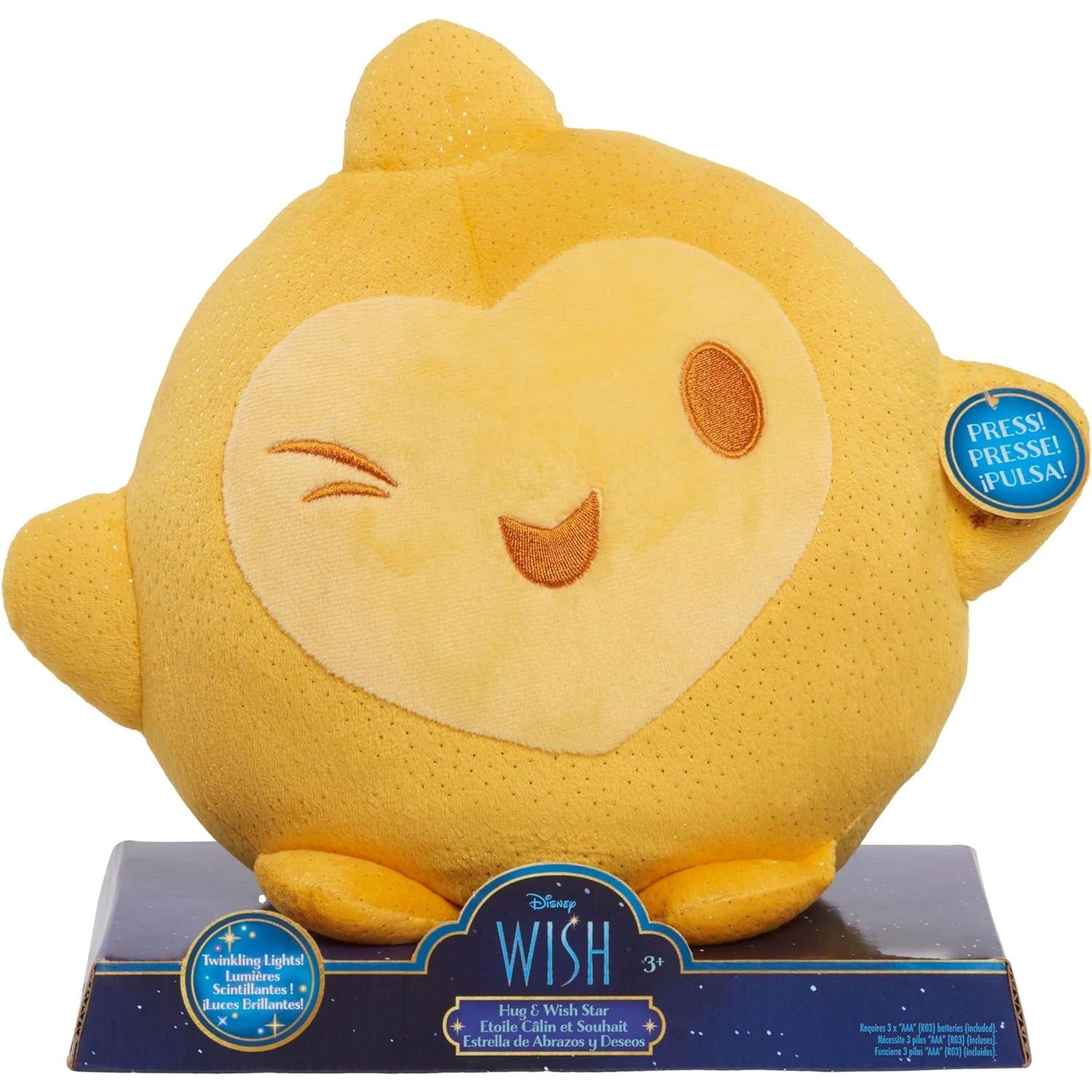 Disney Wish Hug & Wish Star 10-Inch Glowing Plush Star, Soothing Night Light, Officially Licensed Kids Toys for Ages 3 Up by Just Play