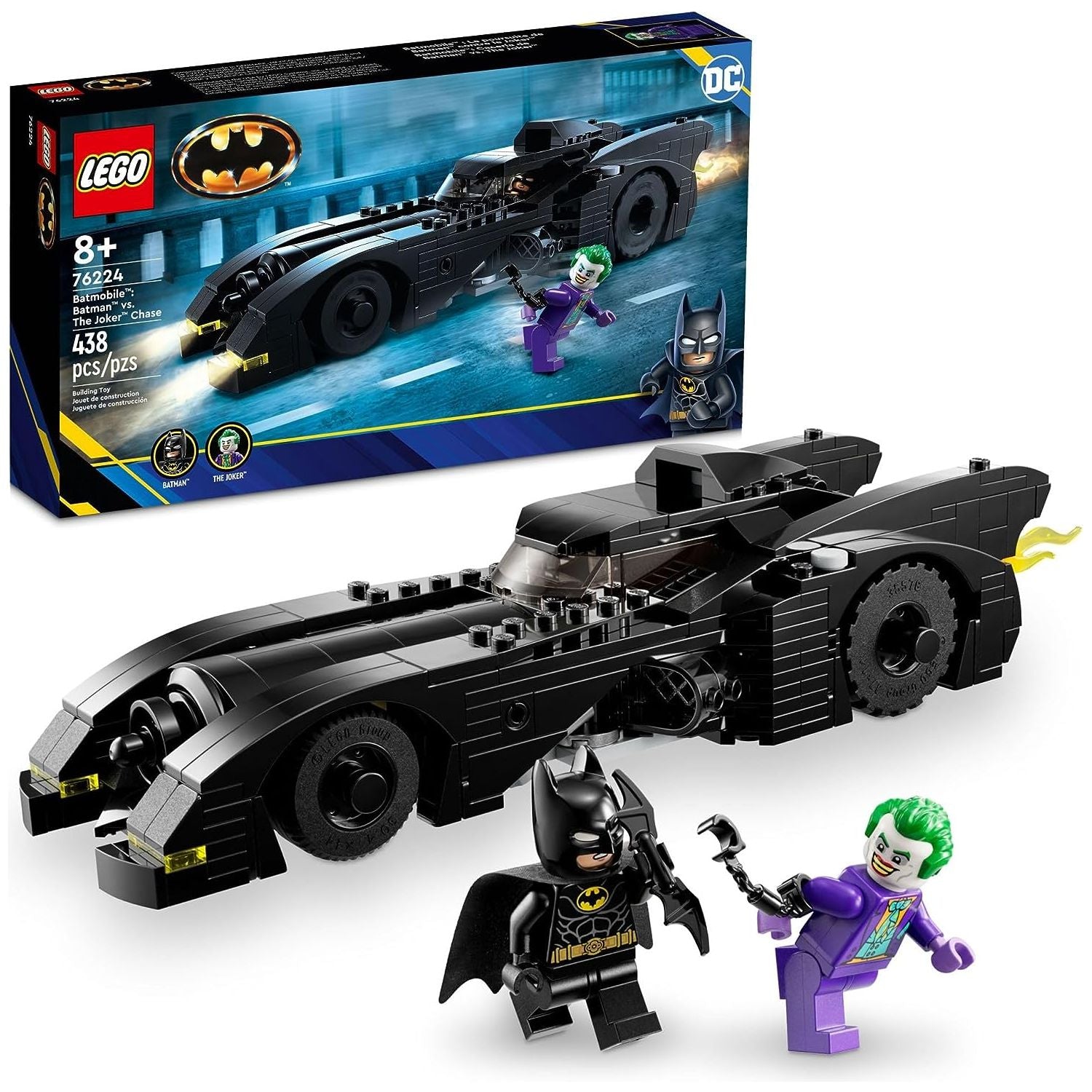 مجموعة ألعاب البناء DC Batmobile من LEGO DC: Batman vs. The Joker Chase 76224، تتميز لعبة DC Super Hero هذه بمركبة Batman المميزة المزودة بأسلحة وقمرة قيادة صغيرة متوافقة، هدية DC
