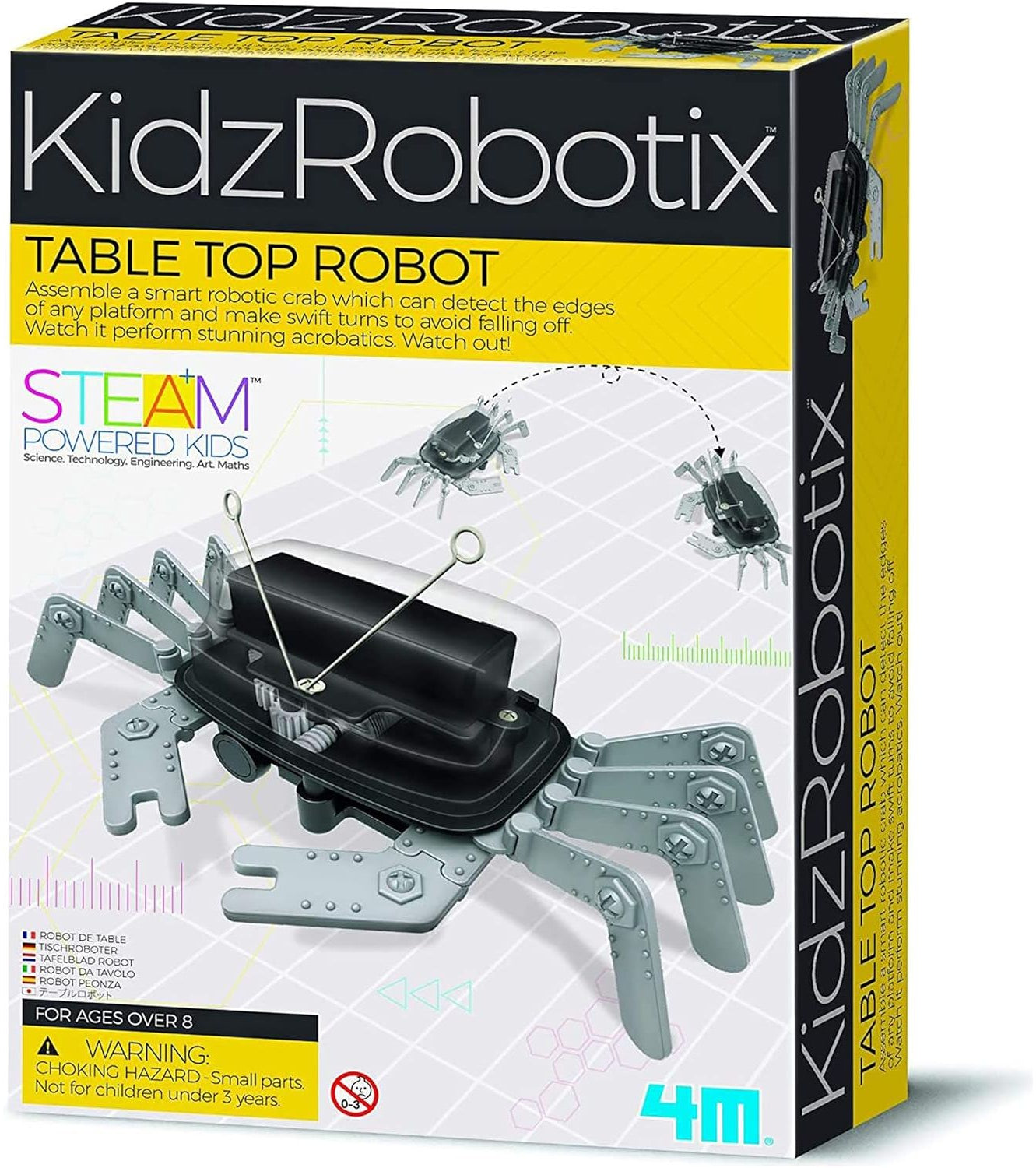 4M- روبوت على الطاولة - ألعاب جذعية روبوتية يمكنك صنعها بنفسك، هدية لكشف الحواف الهندسية