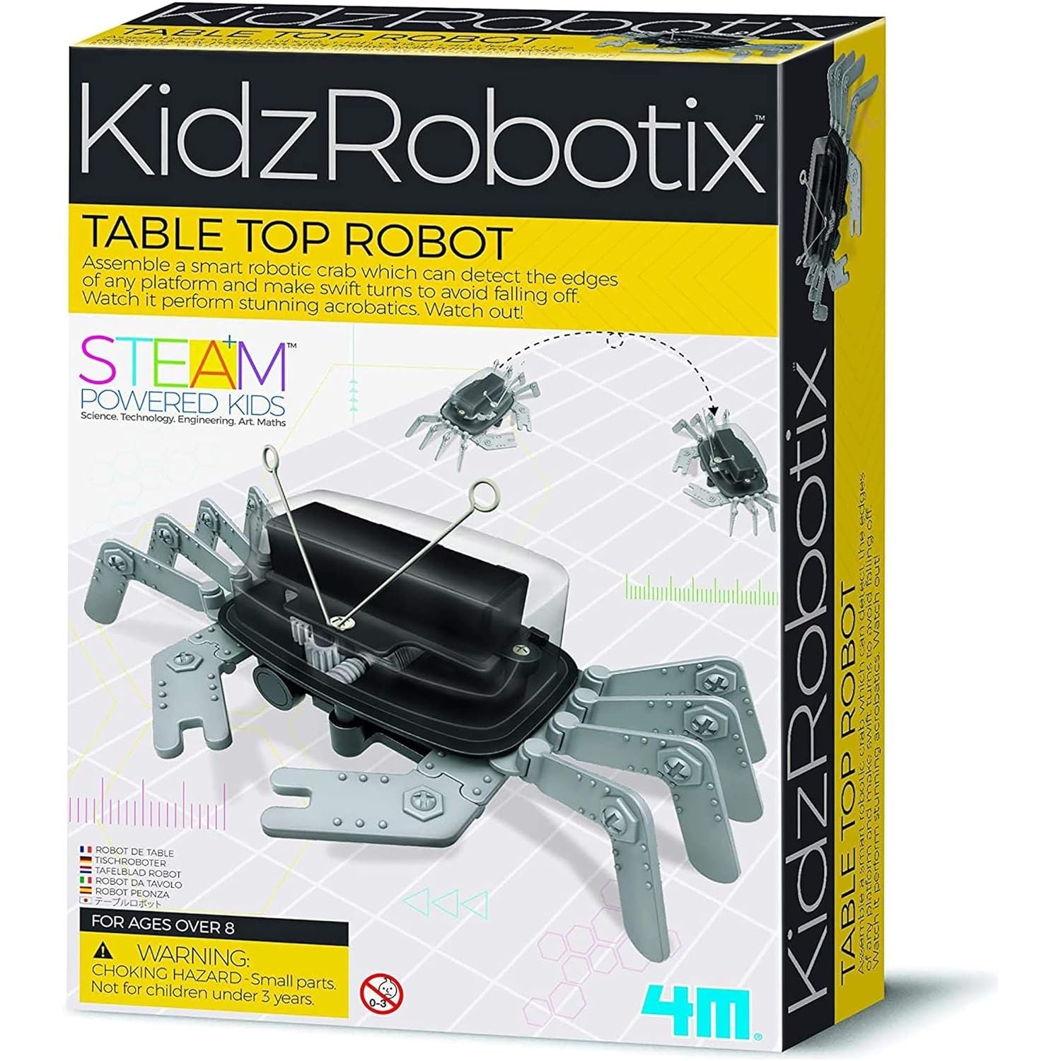 4M- روبوت على الطاولة - ألعاب جذعية روبوتية يمكنك صنعها بنفسك، هدية لكشف الحواف الهندسية