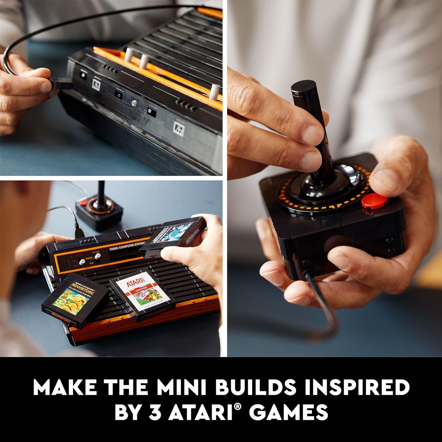 مجموعة بناء LEGO 10306 Icons Atari 2600 10306 - وحدة تحكم ألعاب فيديو قديمة ونسخ طبق الأصل من خرطوشة الألعاب، تتميز بمجسم صغير وعصا تحكم، هدية حنين إلى الثمانينيات للاعبين والكبار