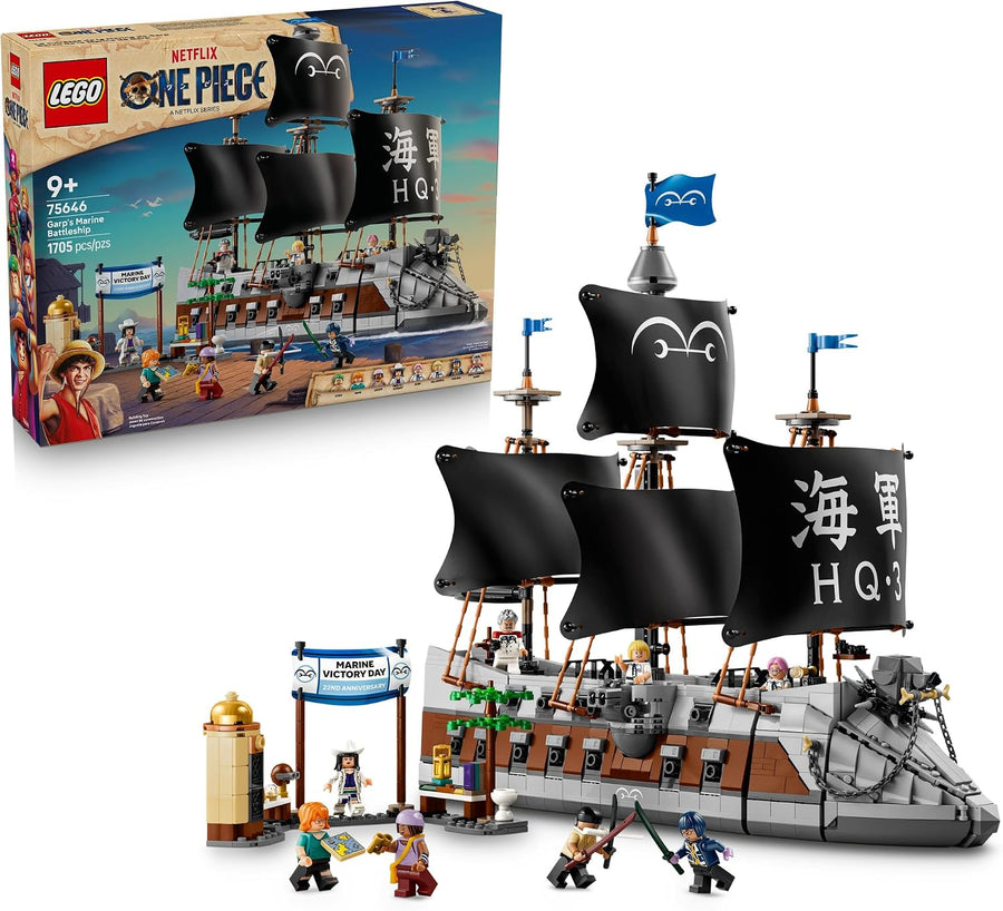 LEGO ONE PIECE Garp's Marine Battleship | Building Toys for Boys & Girls, Ages 9+, 8 Minifigures, Hidden Details, Decor or Play, 1,705 pieces - 75646