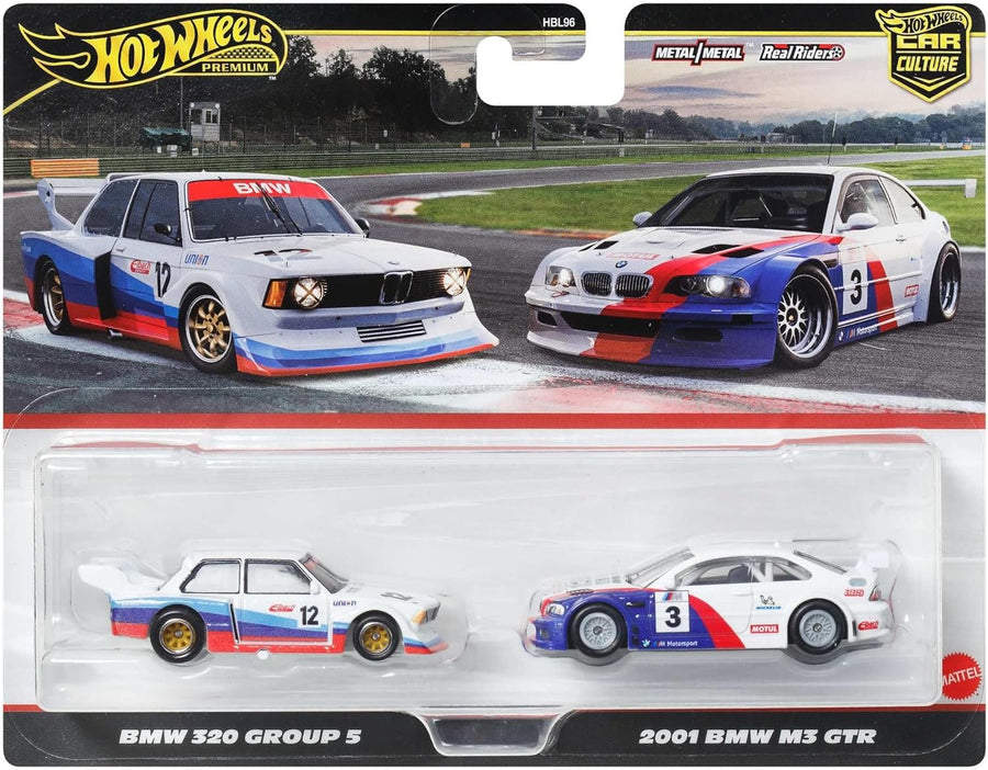 Mattel Hot Wheels Premium Car Culture 2-Pack, BMW 320 Group 5 & 2001 BMW M3 GTR