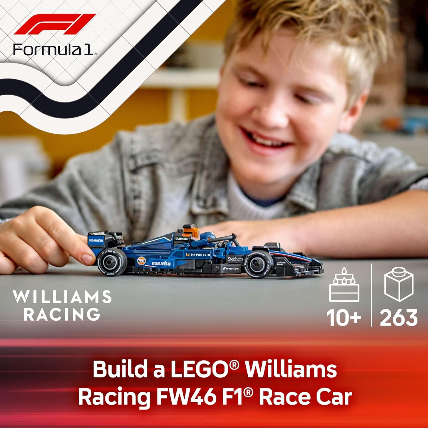 LEGO 77249 Speed Champions Williams Racing FW46 F1 Race Car Toy - Building Set for Kids, Boys & Girls