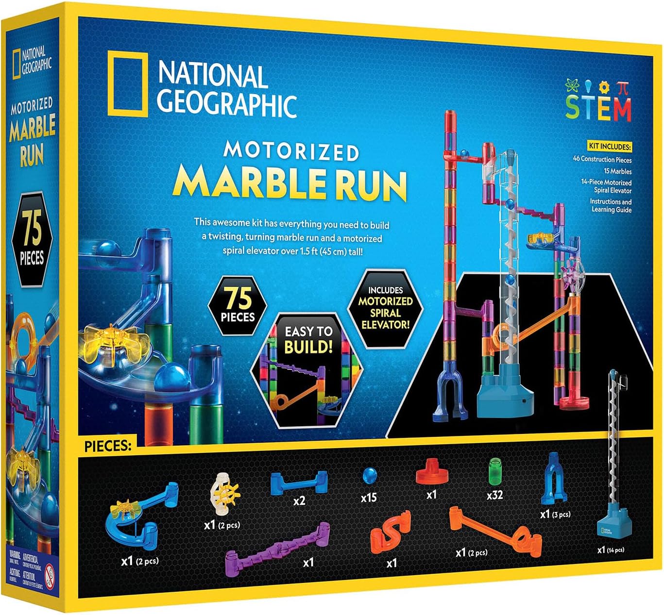 National Geographic Motorized Marble Run Activity Kit - 75 pcs