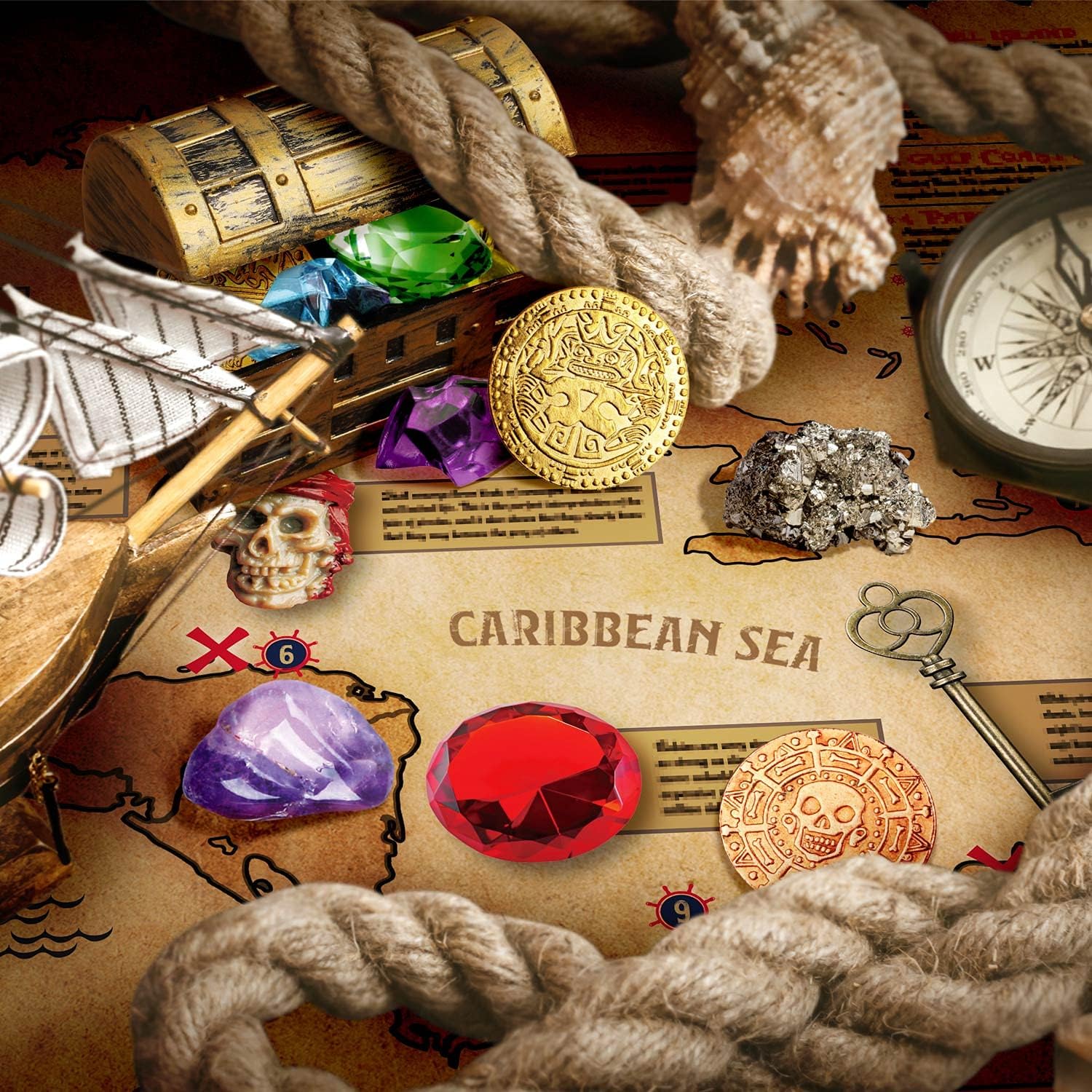 Eduman Jumbo Pirate Treasure Chest Dig Kit, Excavation, DIY for kids EDM073, 6+