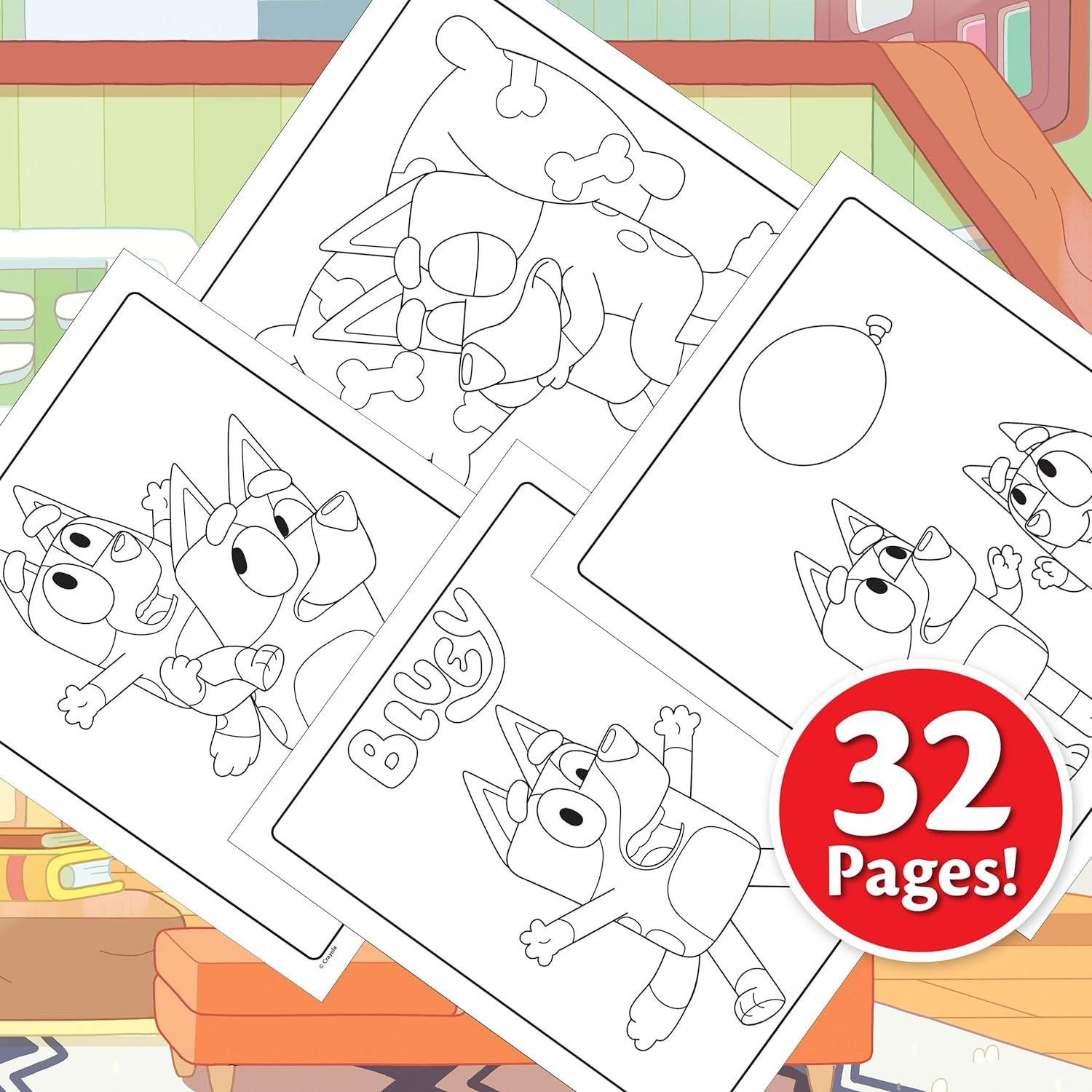 Crayola Bluey Color & Sticker Activity, Bluey Coloring Book, 32 Coloring Pages