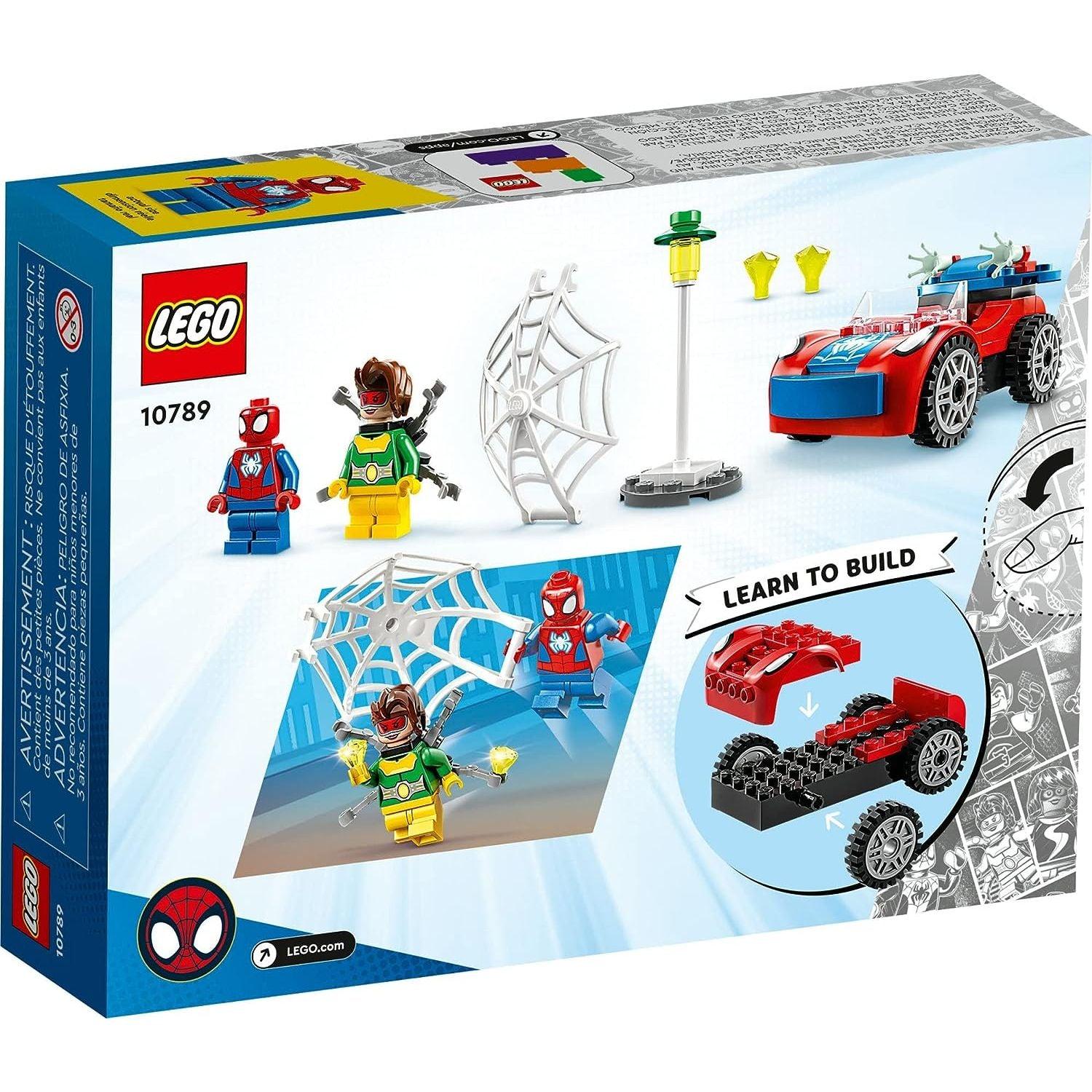 LEGO 10789 Marvel Spider-Man's Car and Doc Ock Set , Spidey and His Amazing Friends Buildable Toy for Kids 4 Plus Years Old with Glow in The Dark Pieces