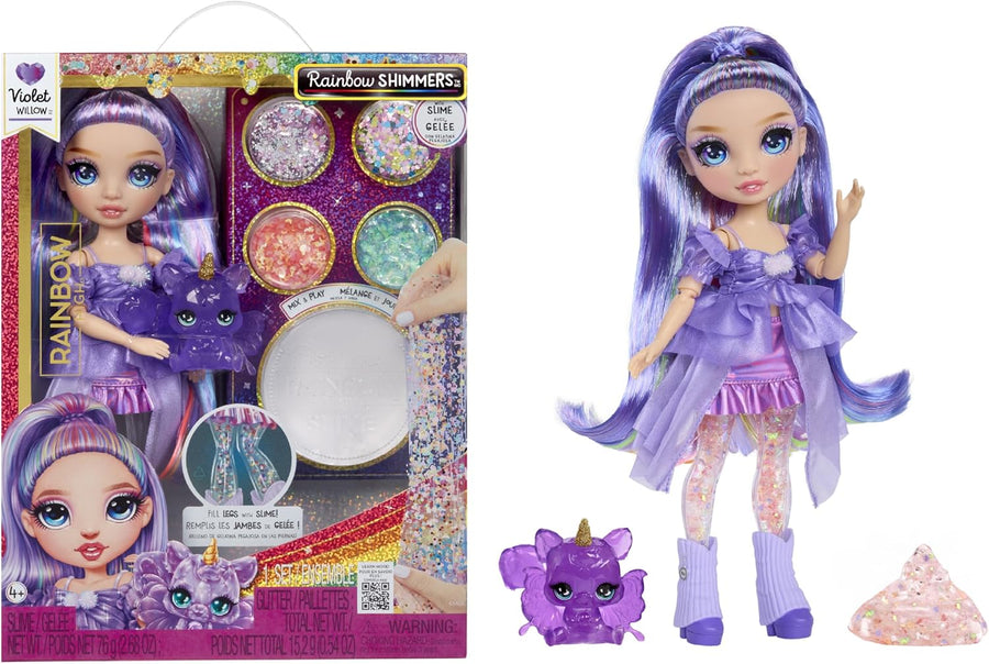 RAINBOW HIGH Rainbow Shimmers with Slime - Purple, Purple - 28cm Model Doll, with Slime Kit and Pet Squirrel, Suitable for Ages 4+