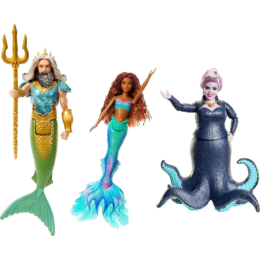 Disney Princess by Mattel The Little Mermaid Ariel, King Triton & Ursula Dolls
