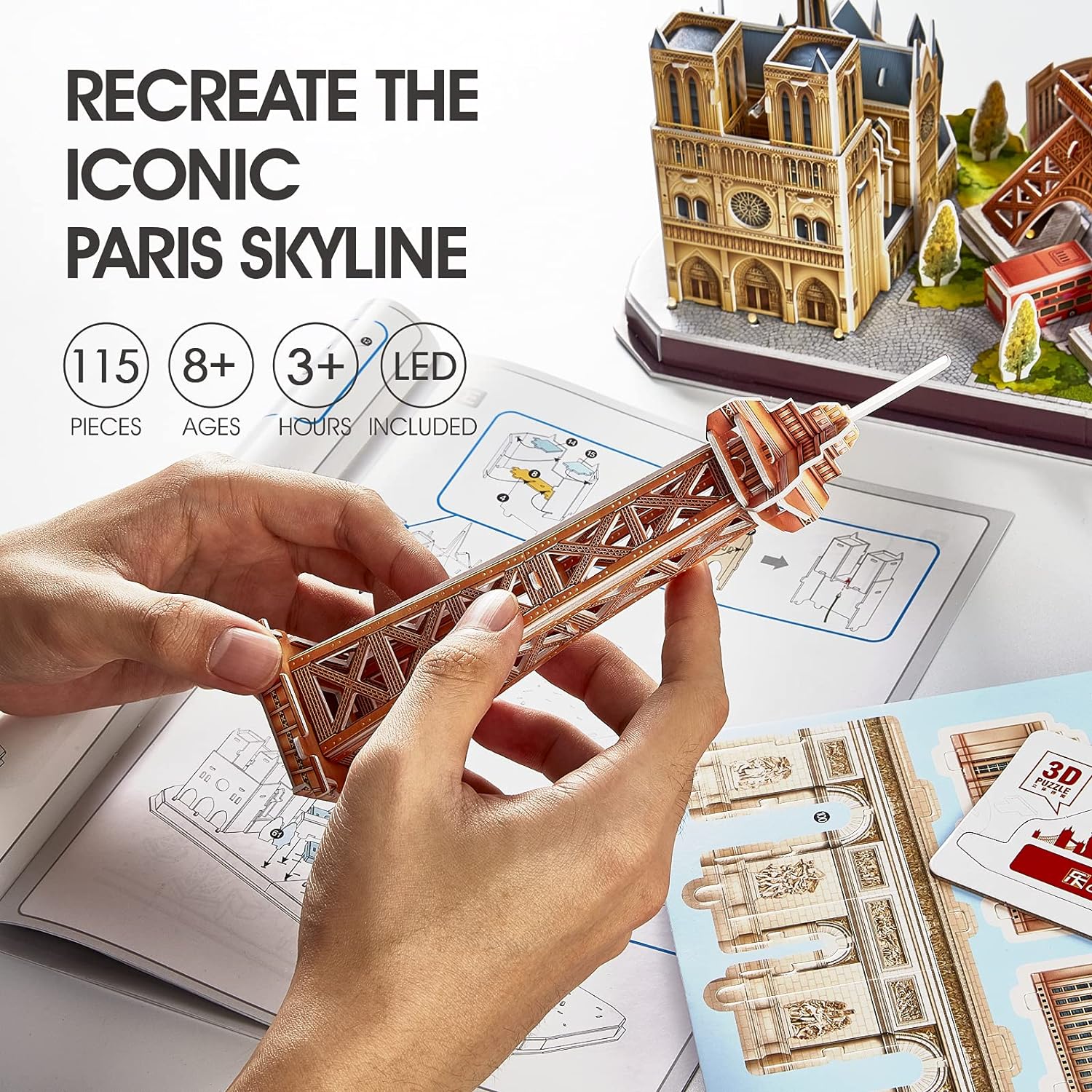 CubicFun LED Paris Cityline 3D Puzzles