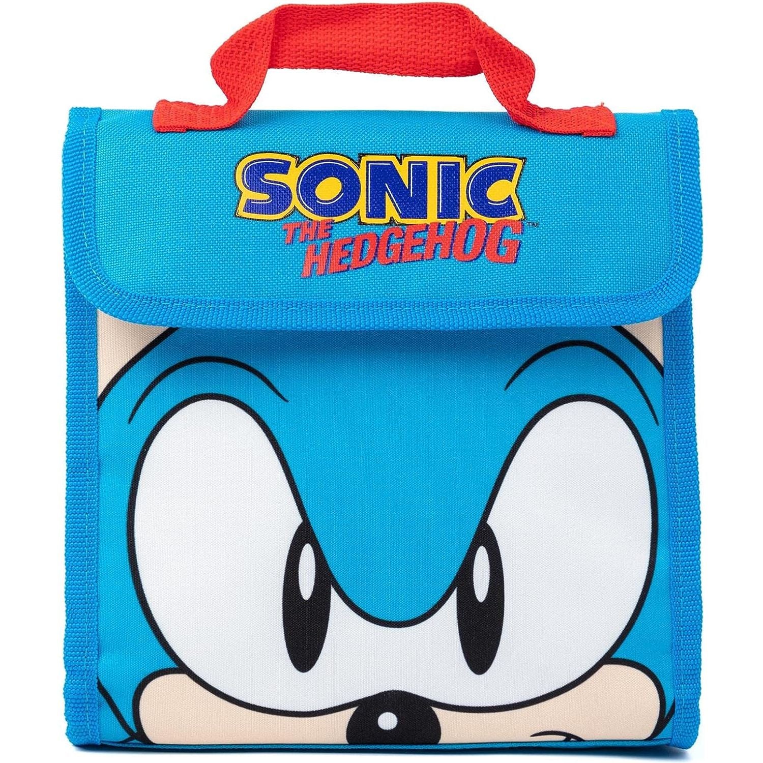 Sonic The Hedgehog Backpack Set Kids 4 Piece | Blue Tails Animated Character School Bag Lunch Box Pencil Case Water Bottle