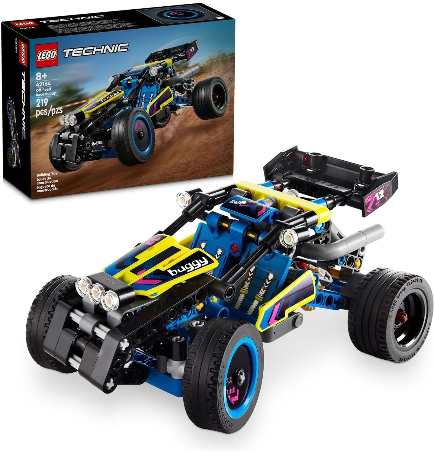 LEGO 42164 Technic Off-Road Race Buggy Buildable Car Toy, Cool Toy for 8 Year Old Boys, Girls and Kids who Love Rally Contests, Race Car Toy Featuring Moving 4-Cylinder Engine and Working Suspension.