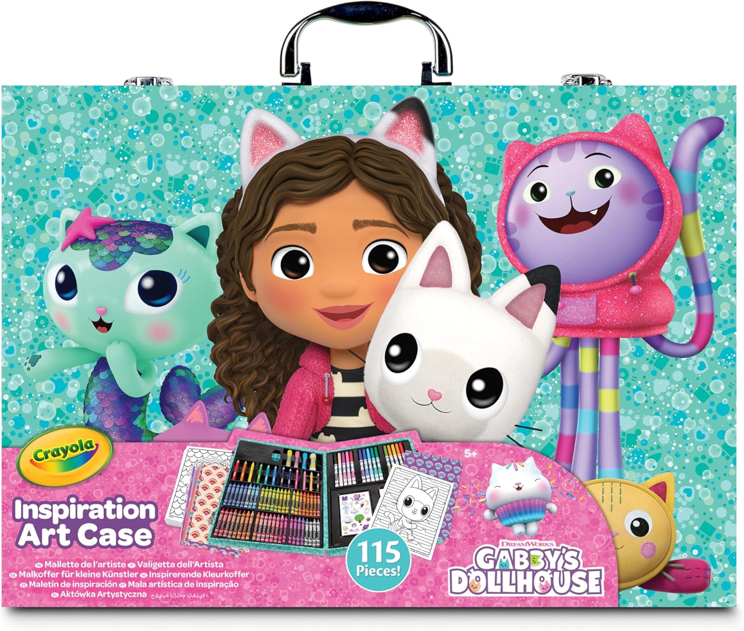 CRAYOLA - Inspiration Art Case - Gabby's Dollhouse Colour Case - Ideal for Drawing and Coloring, 115 Pieces, Marker, Wax Crayons and Pencils