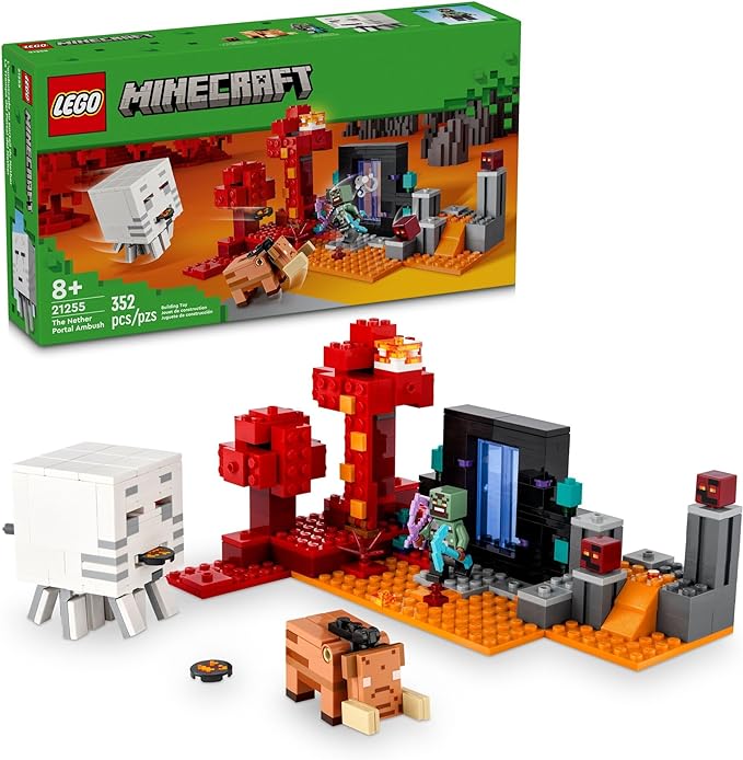LEGO 21255 Minecraft The Nether Portal Ambush Adventure Set, Building Toy for Kids with Minecraft Action Figures and Battle Scenes, Minecraft Toy for Boys, Girls and Gamers