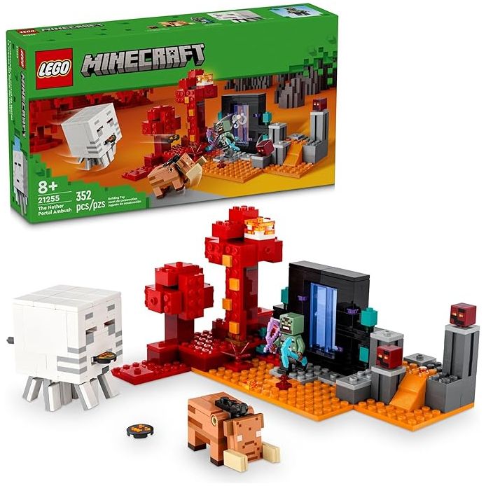 LEGO 21255 Minecraft The Nether Portal Ambush Adventure Set, Building Toy for Kids with Minecraft Action Figures and Battle Scenes, Minecraft Toy for Boys, Girls and Gamers