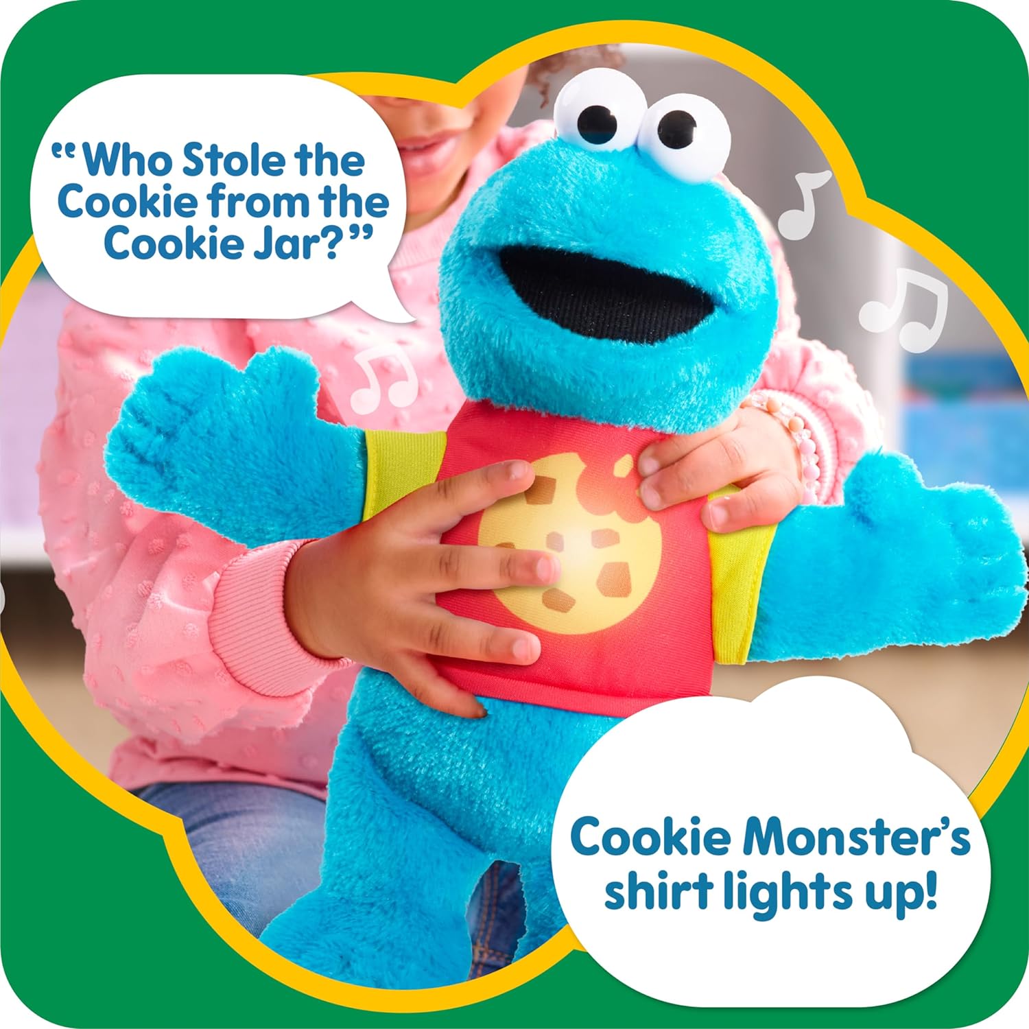 Just Play SESAME STREET Sing-Along Cookie Monster 13-inch Plushie Stuffed Animal, Recycled Filling, Blue, Kids Toys for Ages 18 Month