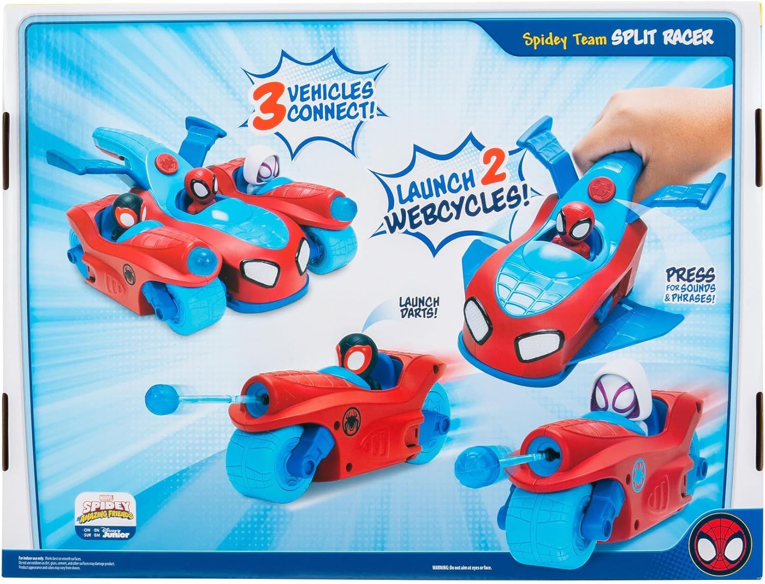 Jazwares - Spidey & His Amazing Friends - 3 Vehicles in 1 Split Racer - Spidey Team
