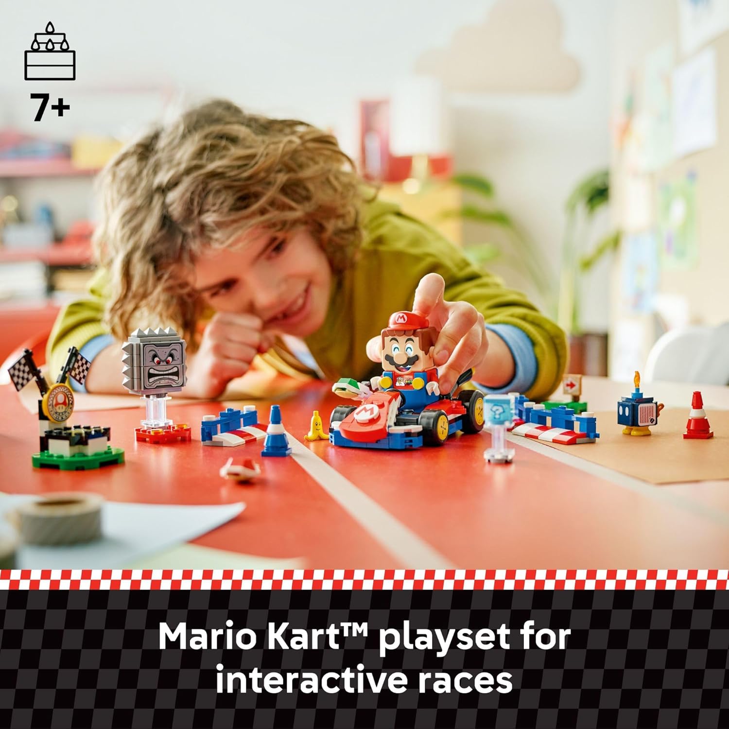 LEGO Super Mario: Mario Kart – لعبة سباق سيارات ماريو التفاعلية والسيارة القياسية - مجموعة ألعاب سباق تخيلية للأولاد والبنات، الأعمار 7+ - فكرة هدية عيد ميلاد للأطفال - 72043