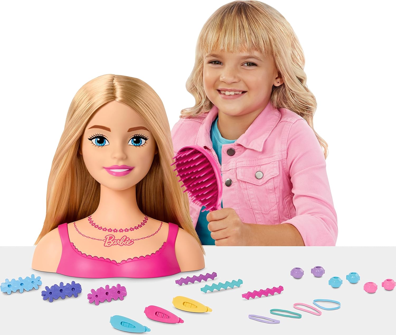 Barbie Doll Styling Head: Blond Hair with 20 Colorful Accessories, Doll ...