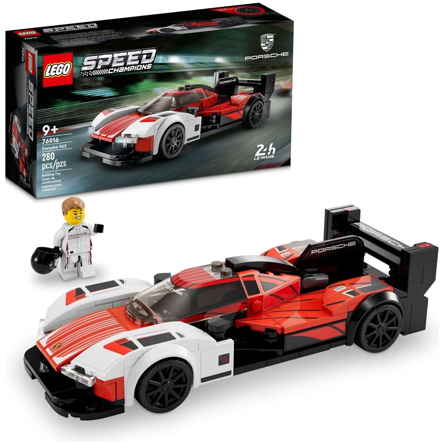 LEGO Speed Champions Porsche 963 76916, Model Car Building Kit, Racing Vehicle Toy for Kids, 2023 Collectible Set with Driver Minifigure