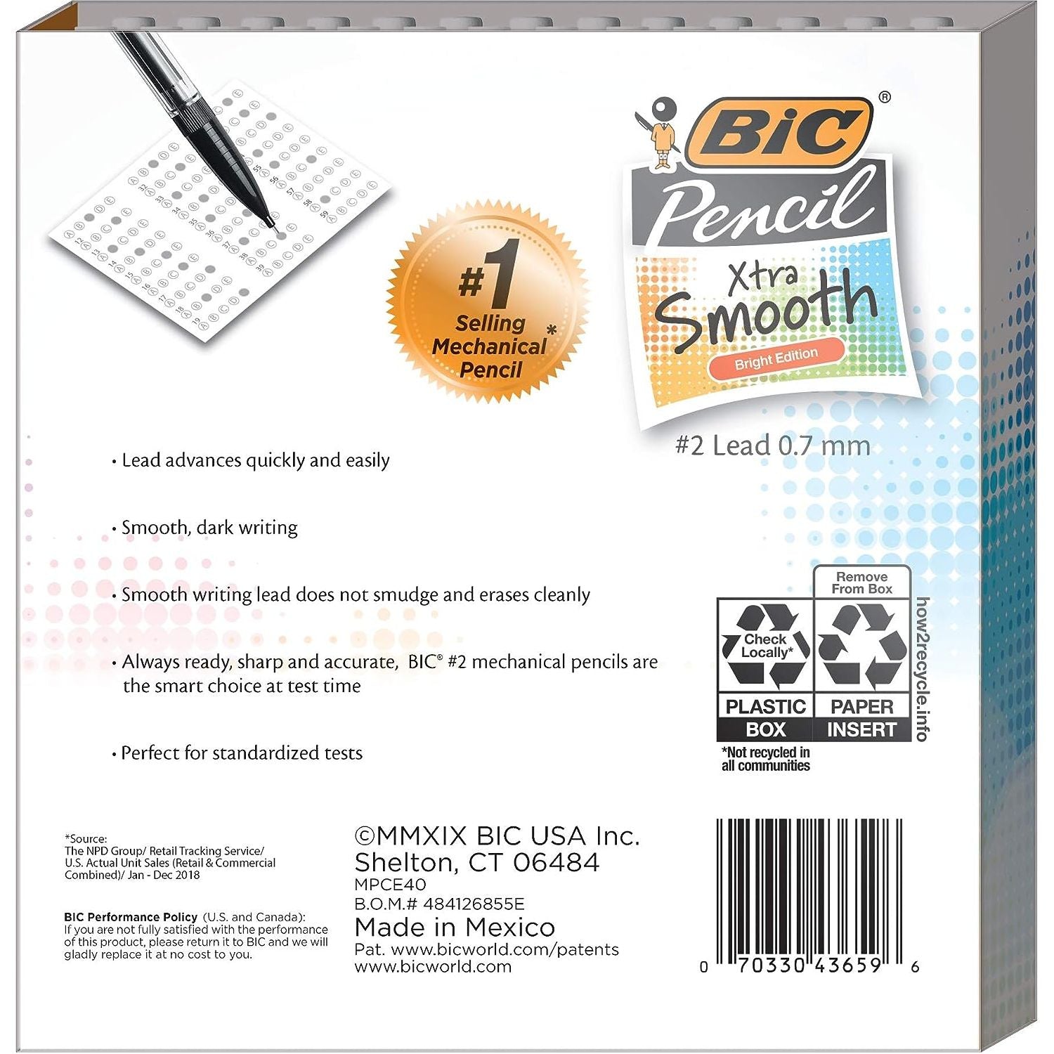 BIC Xtra-Smooth Mechanical Pencils with Erasers, Bright Edition Medium Point (0.7mm), 40-Count Pack, Bulk Mechanical Pencils for School or Office Supplies