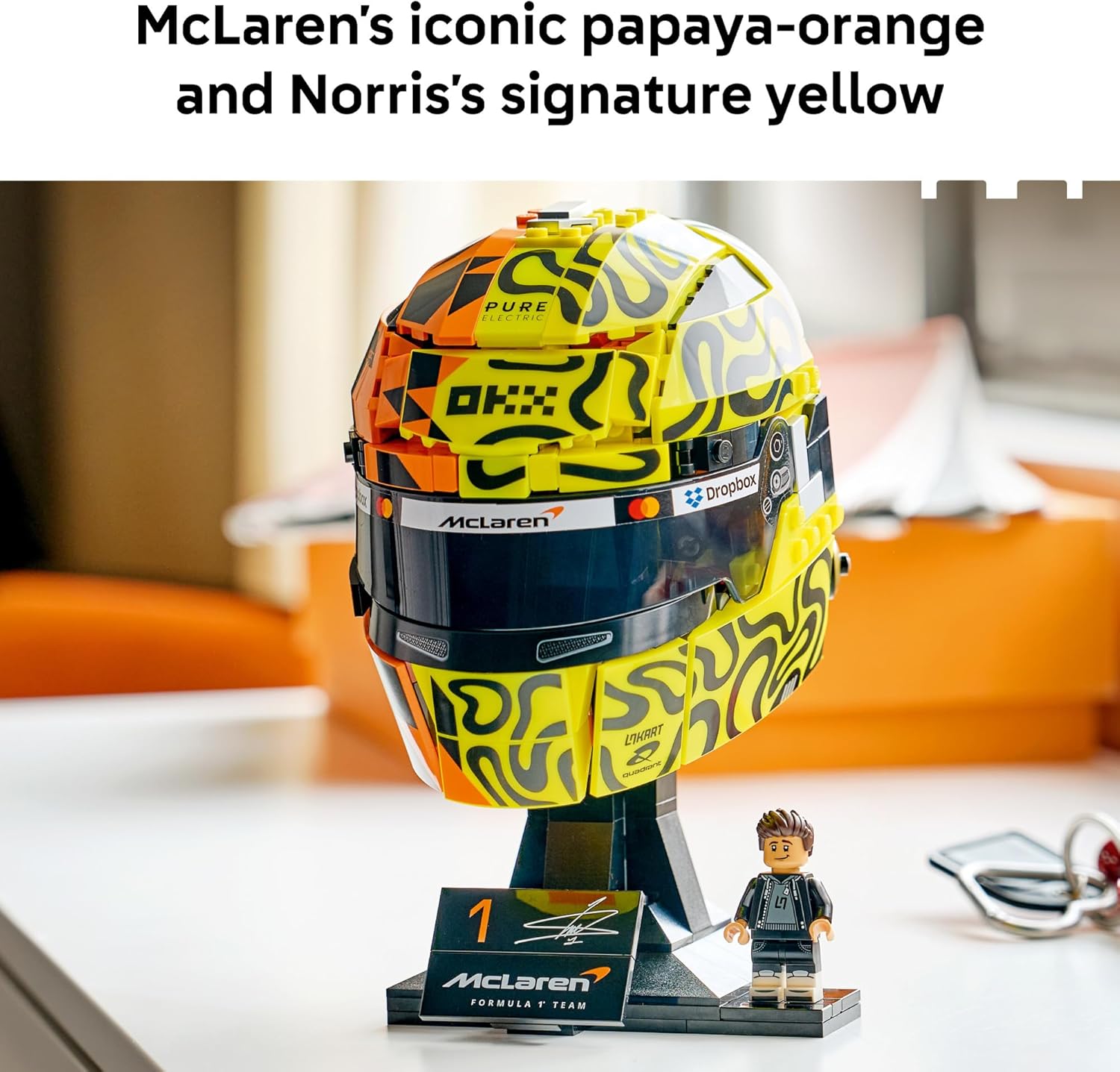 LEGO Editions McLaren MasterCard F1 Team Lando Norris Helmet - Building Set for Adults, Ages 18+ - F1 Bedroom, Office or Shelf Decor for Fans - Gift for Men & Women - 43023