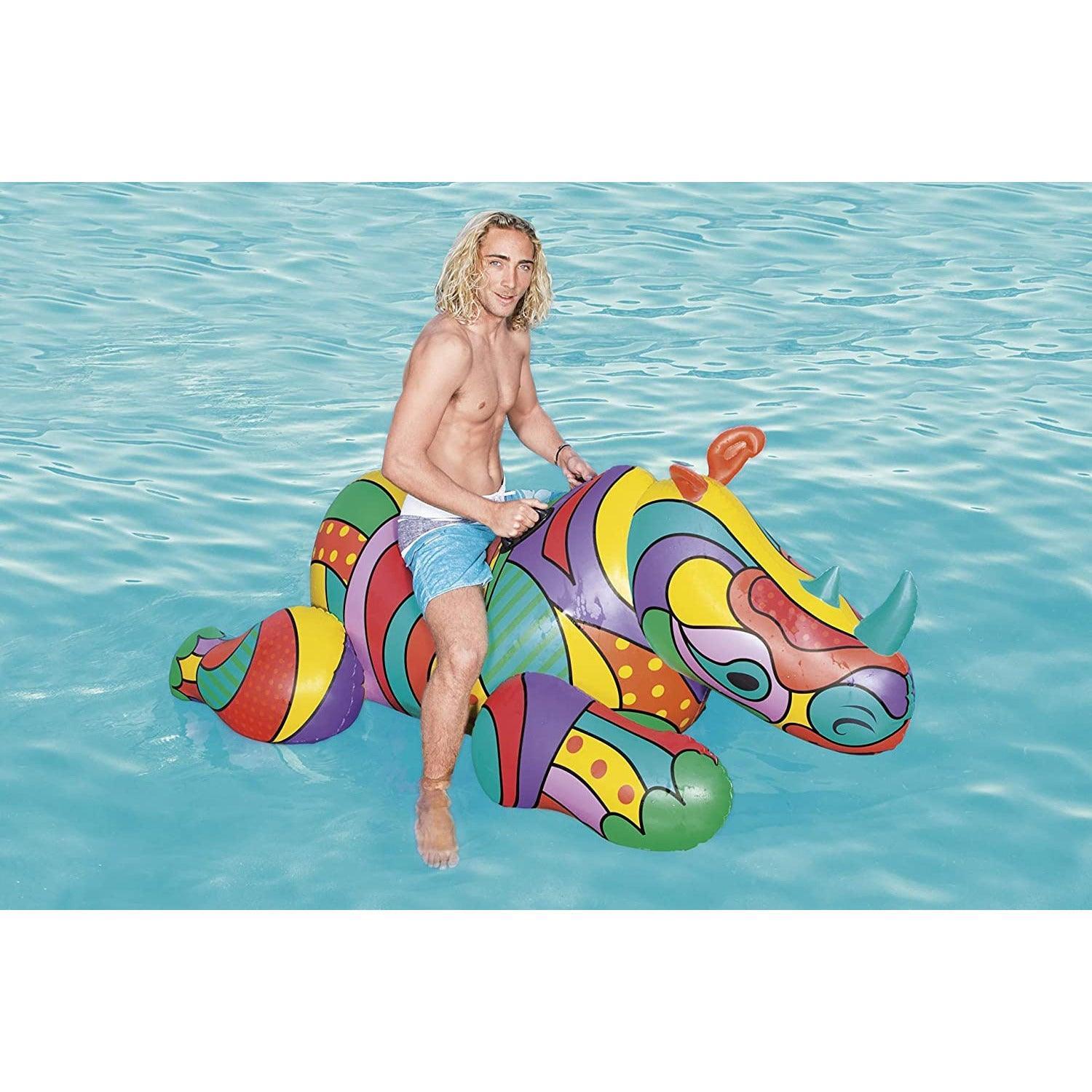 Bestway 41116 Pool Lake Inflatable Summer Party Ride-On Float w/Heavy-Duty Handles - Rhino - BumbleToys - 5-7 Years, Eagle Plus, Floaters, Girls, Sand Toys Pools & Inflatables