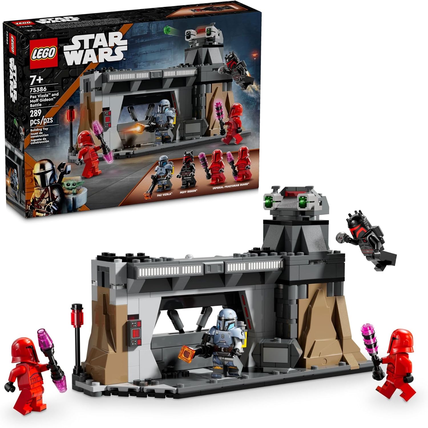 LEGO 75386 Star Wars The Mandalorian Paz Vizsla and Moff Gideon Battle, Fun Building Set for Kids, Collectible Star Wars Toy with 4 Minifigures