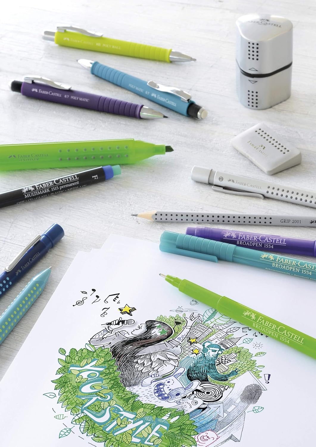 Faber-Castell 1525 Multimark Permanent Marker, Assorted - Set of 4 - Medium