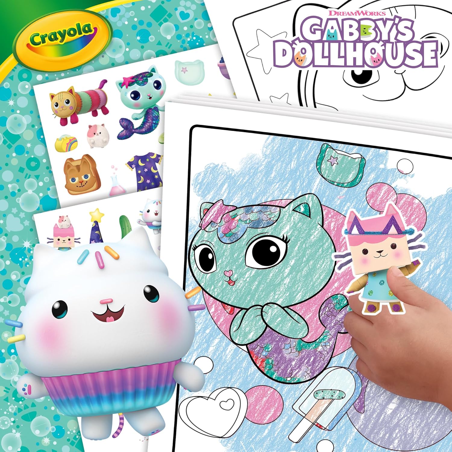 Crayola Colouring Album with Sticker Gabby's Dollhouse, 32 Colouring Pages and 4 Sheets of Stickers