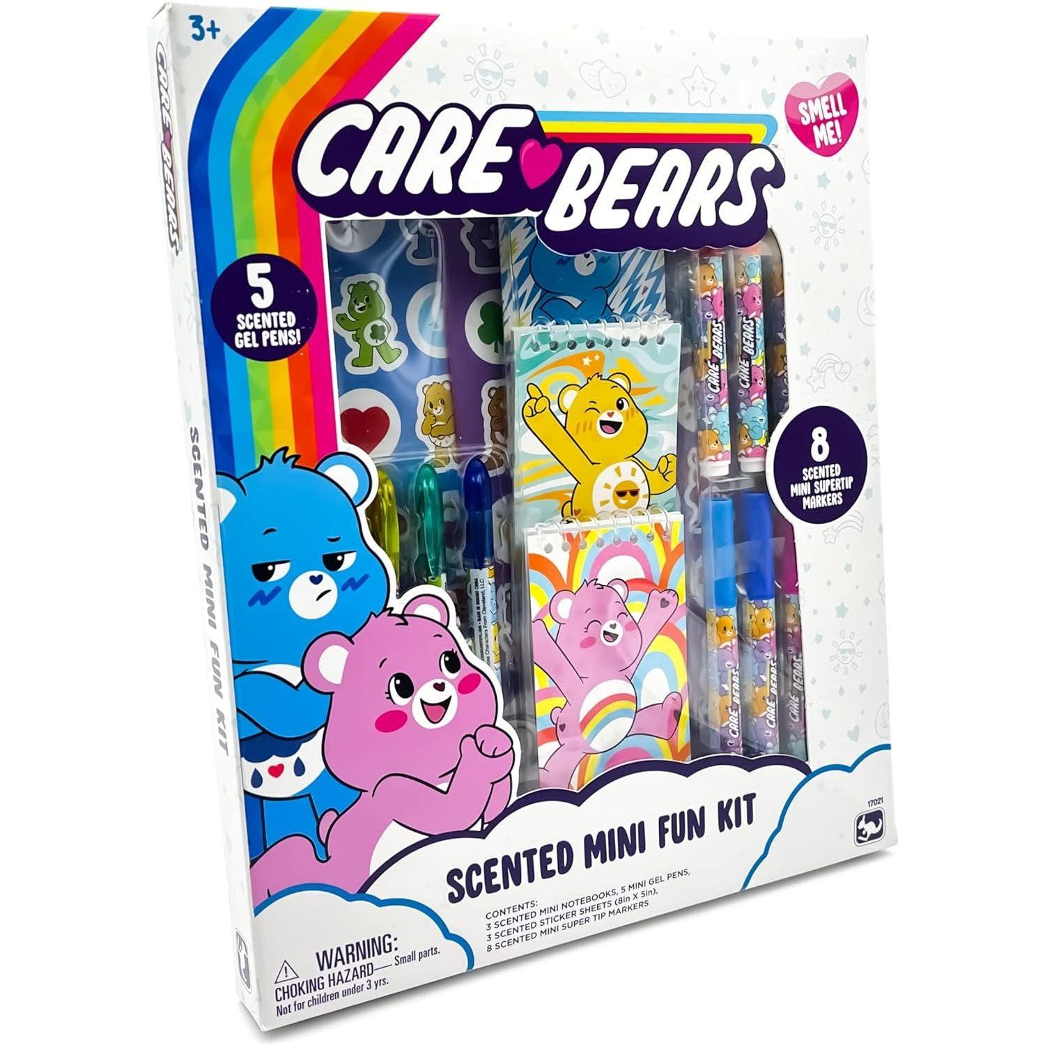 Scenticorns Care Bears Mini Fun Kit - Fruity Scented Sheets, Super Tip Markers - Take Care Bears on The go for Travel and Creative Play for Kids Playtime
