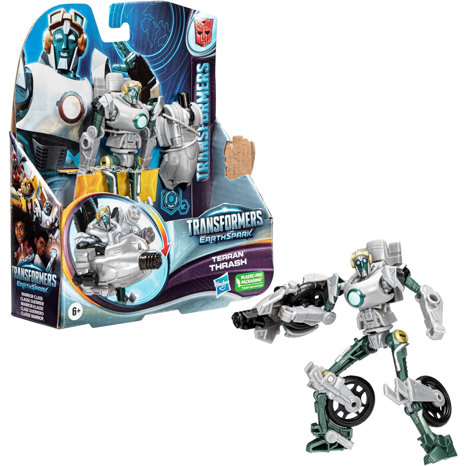 Transformers EarthSpark Warrior Class Terran Thrash Action Figure, 5-Inch, Converting Robot Toys, Ages 6 and Up