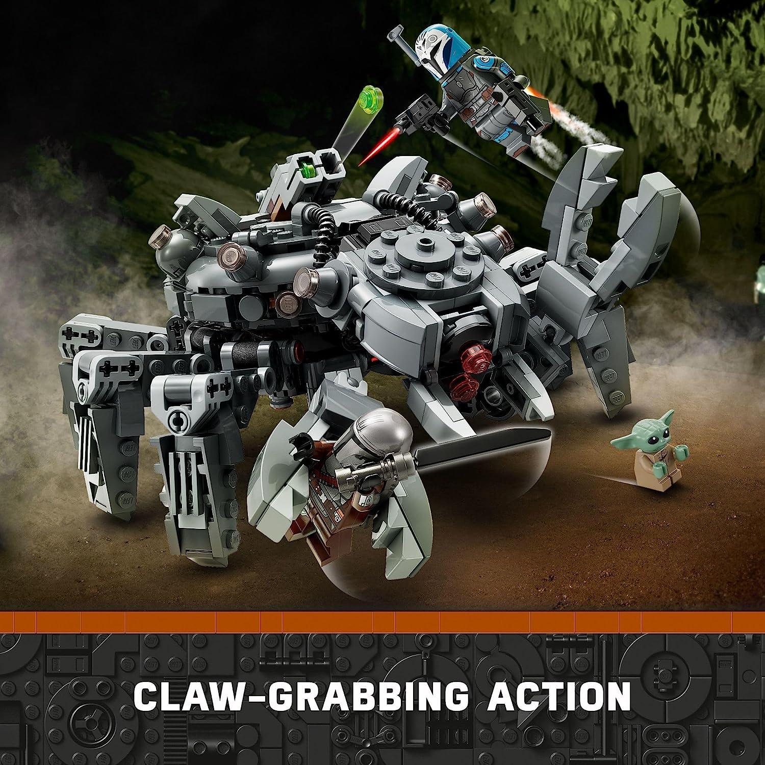 LEGO Star Wars Spider Tank 75361, Building Toy Mech from The Mandalorian Season 3, Includes The Mandalorian with Darksaber, Bo-Katan, and Grogu 'Baby Yoda' Minifigures, Gift Idea for Kids Ages 9+