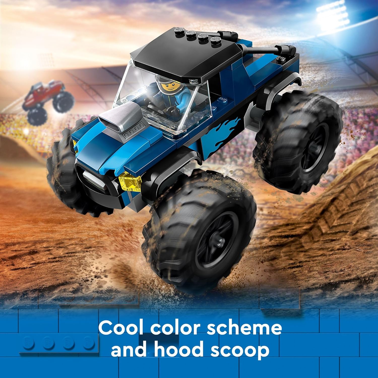 LEGO 60402 City Blue Monster Truck Off-Road Toy Playset with a Driver Minifigure, Imaginative Toys for Kids, Fun Gift for Boys and Girls Aged 5 Plus, Mini Monster Truck.