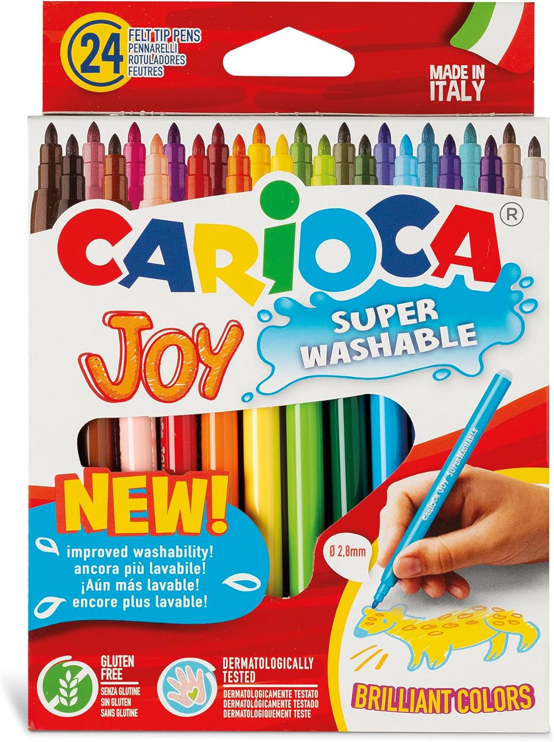 Carioca joy felt tip pens washable pack of 24 colors assorted color for student, craft, school multi color