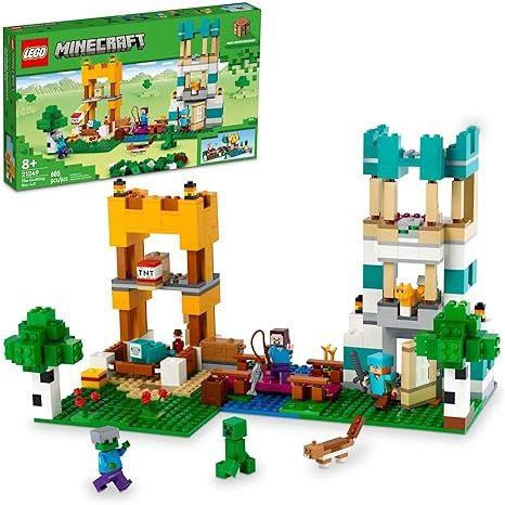 مجموعة ألعاب بناء Minecraft The Crafting Box 4.0 21249 من LEGO، مجموعة لعب مصممة خصيصًا تتميز بمكعبات كلاسيكية وأشكال وإكسسوارات ألعاب، وأدلة نموذجية تثير الإبداع