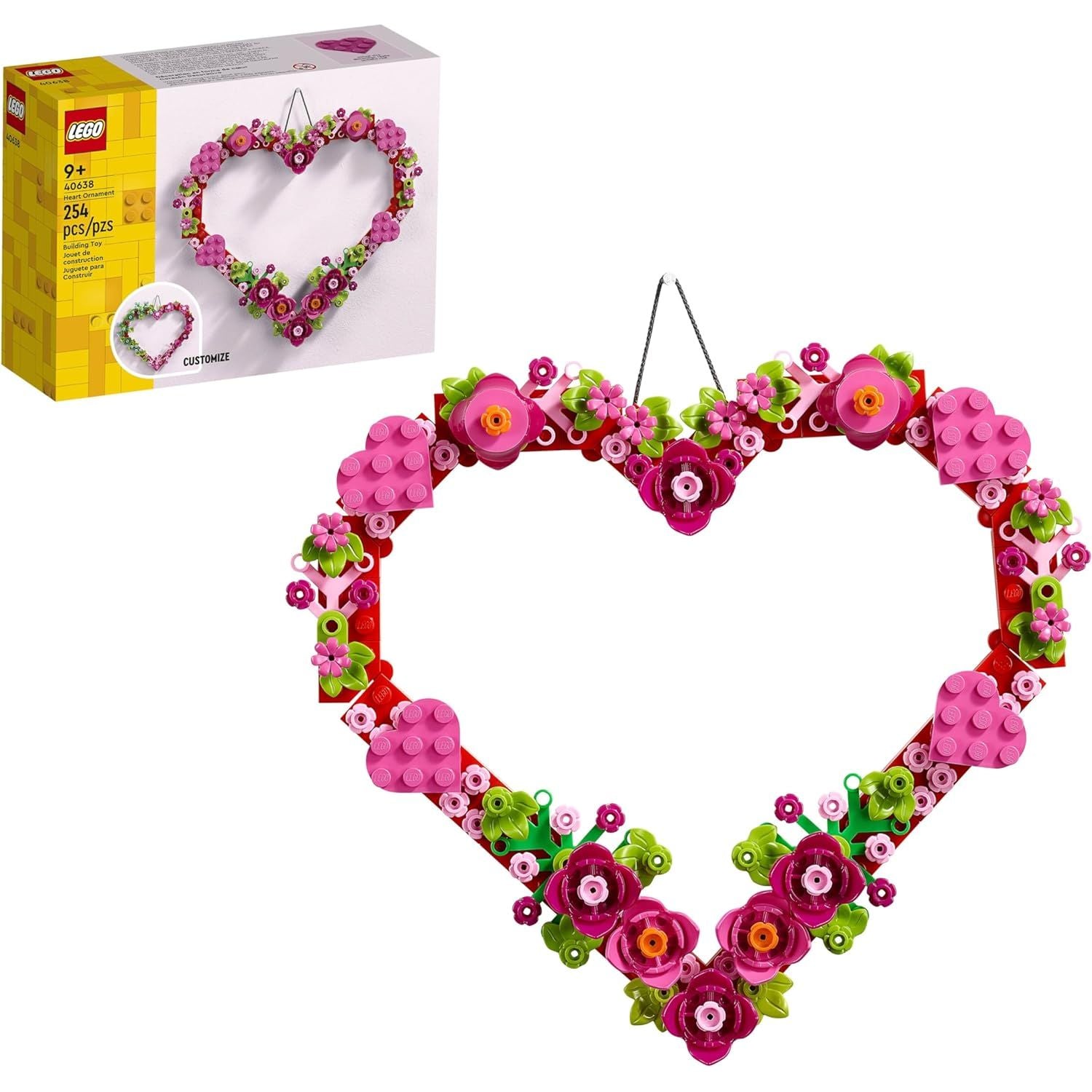 مجموعة ألعاب بناء زخرفة القلب من ليجو 40638، تشكيلة من الزهور الاصطناعية على شكل قلب، هدية رائعة لأحبائك، نشاط فني وحرف فريد للأطفال.