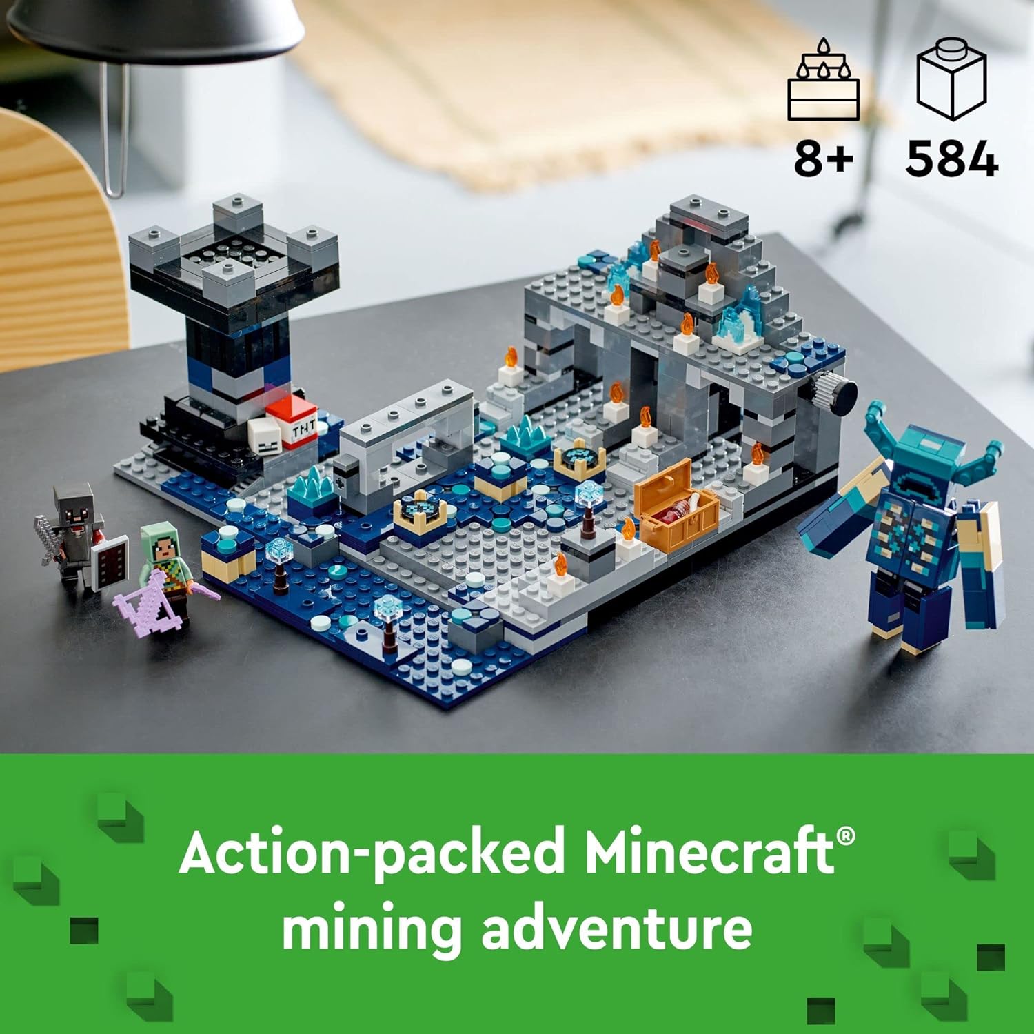 LEGO 21246  Minecraft The Deep Dark Battle Set, Biome Adventure Toy, Ancient City with Warden Figure, Exploding Tower & Treasure Chest