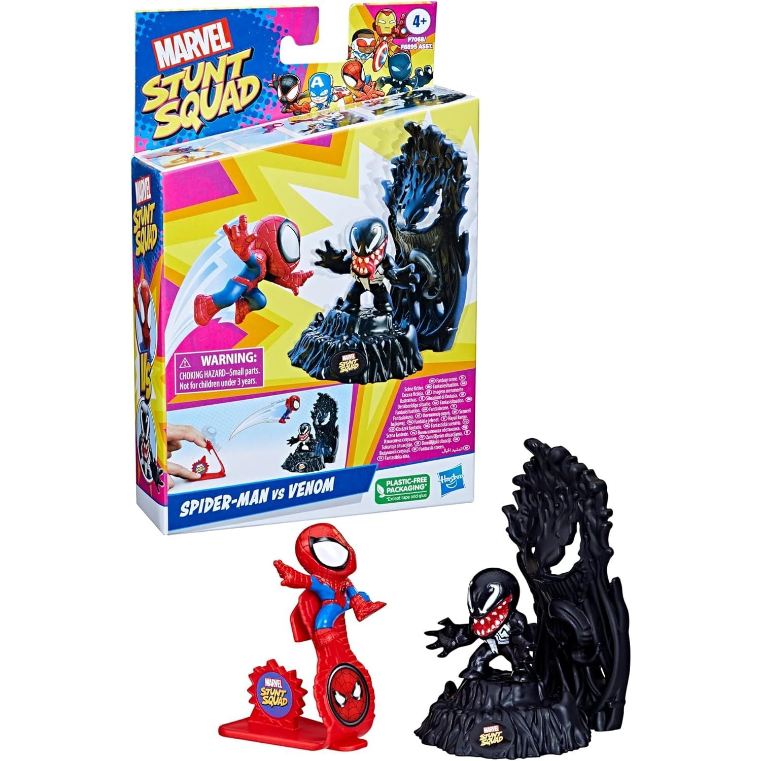 Marvel Stunt Squad Spider-Man vs. Venom Playset, 1.5-Inch Super Hero Action Figures.