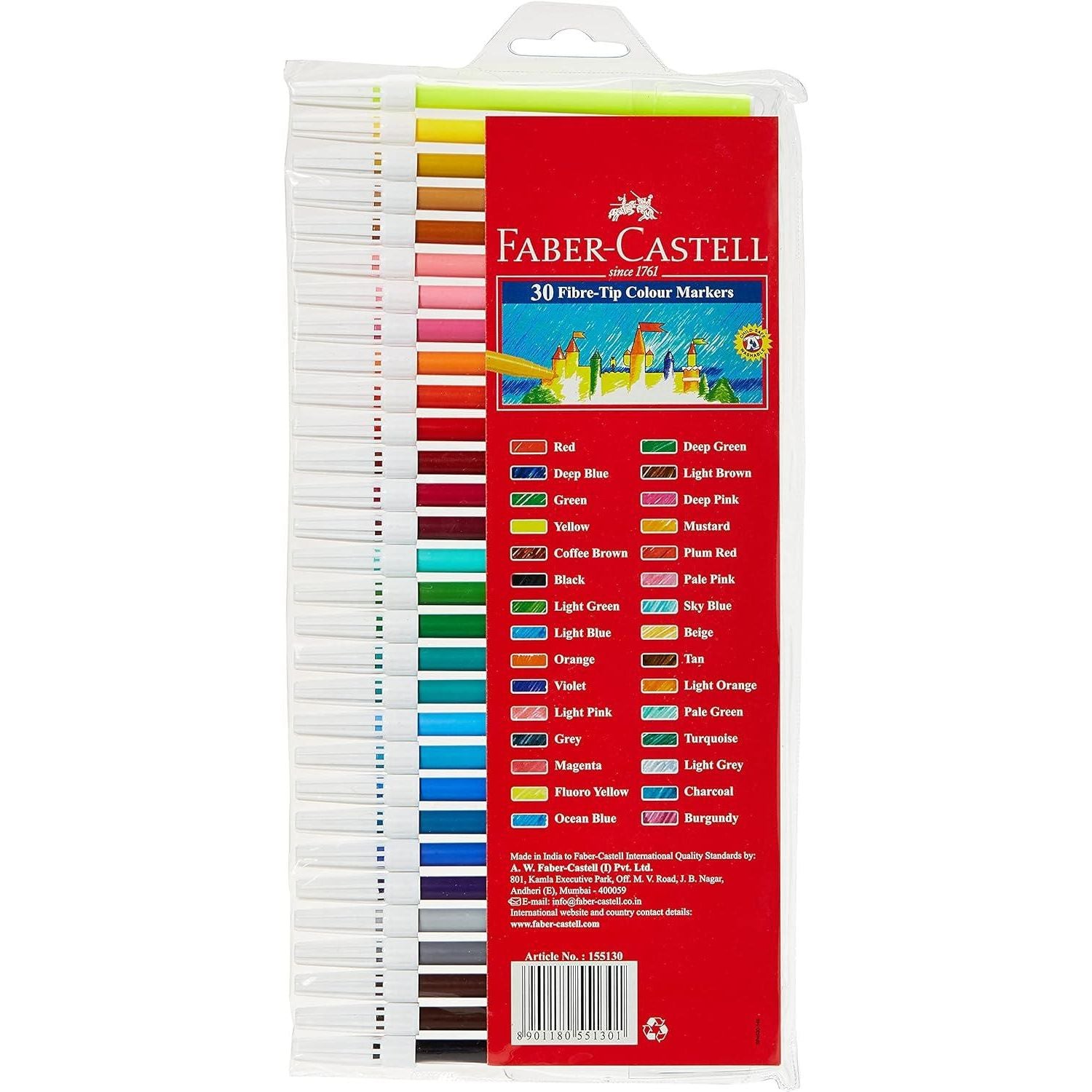 Faber Castell-Sketch Fibre Tip Pens Markers Set Of 30