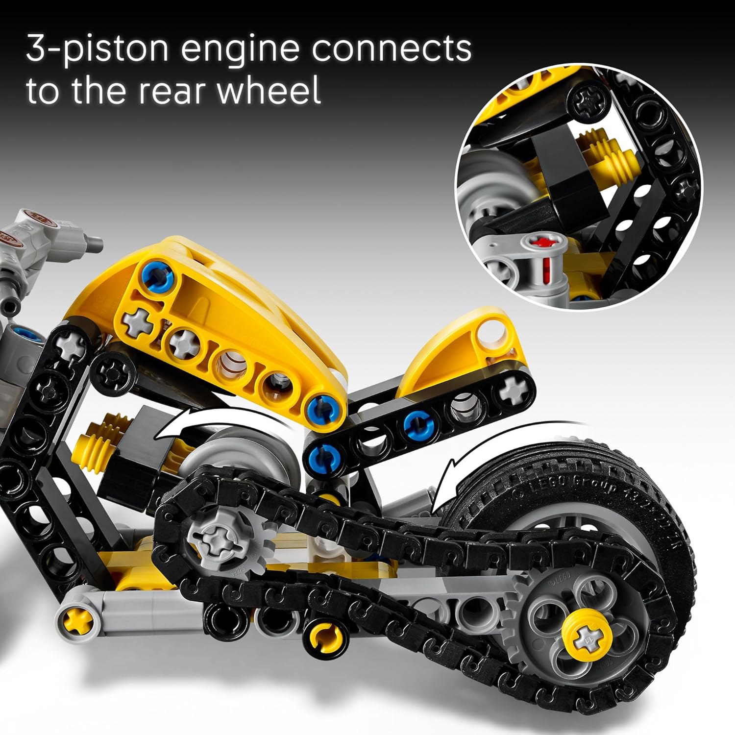 LEGO Technic Yellow Motorcycle Toy - Building Toy for Boys & Girls, Ages 7+ - Model Kit with Detailed Features - Bedroom Decor for Kids - Gift for Birthdays - 42225