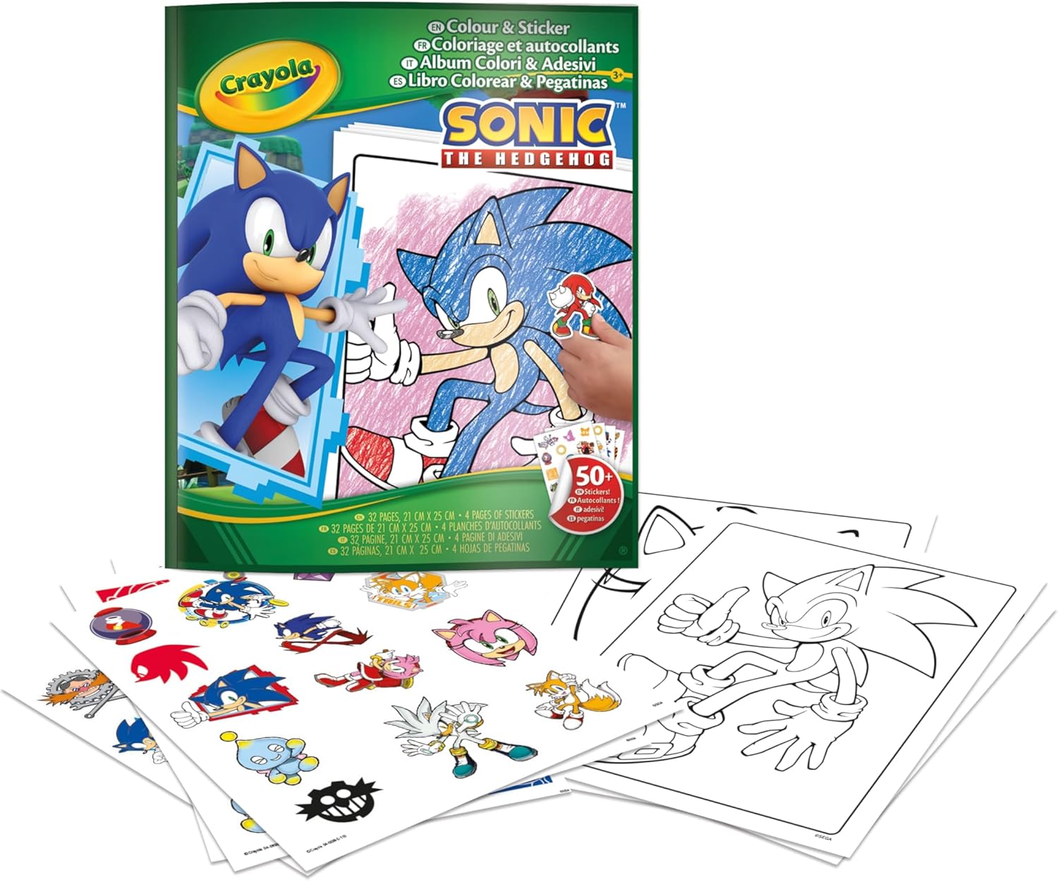 Crayola Coloring Book with Sonic Stickers, 32 Pages and 4 Sheets of Stickers Included