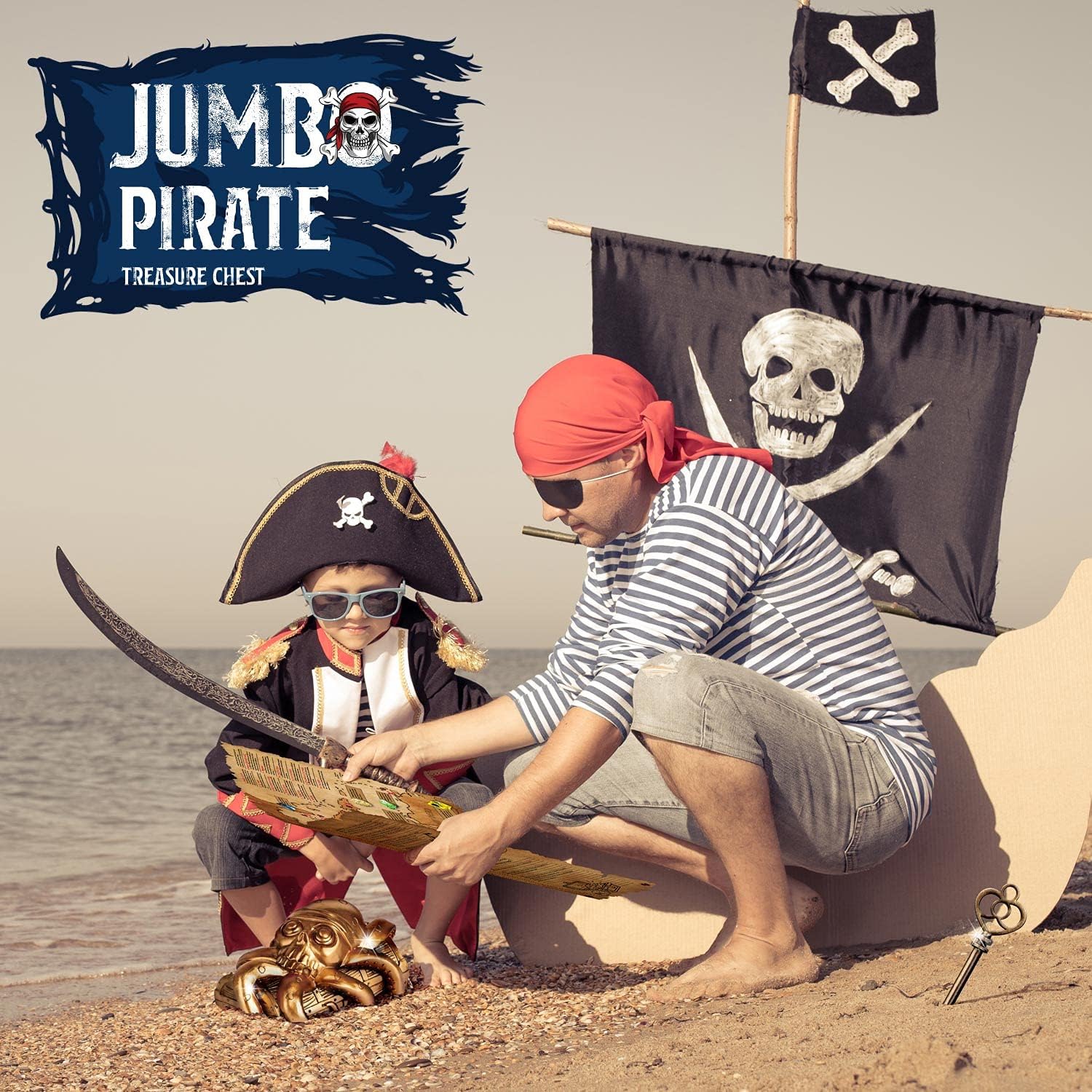 Eduman Jumbo Pirate Treasure Chest Dig Kit, Excavation, DIY for kids EDM073, 6+