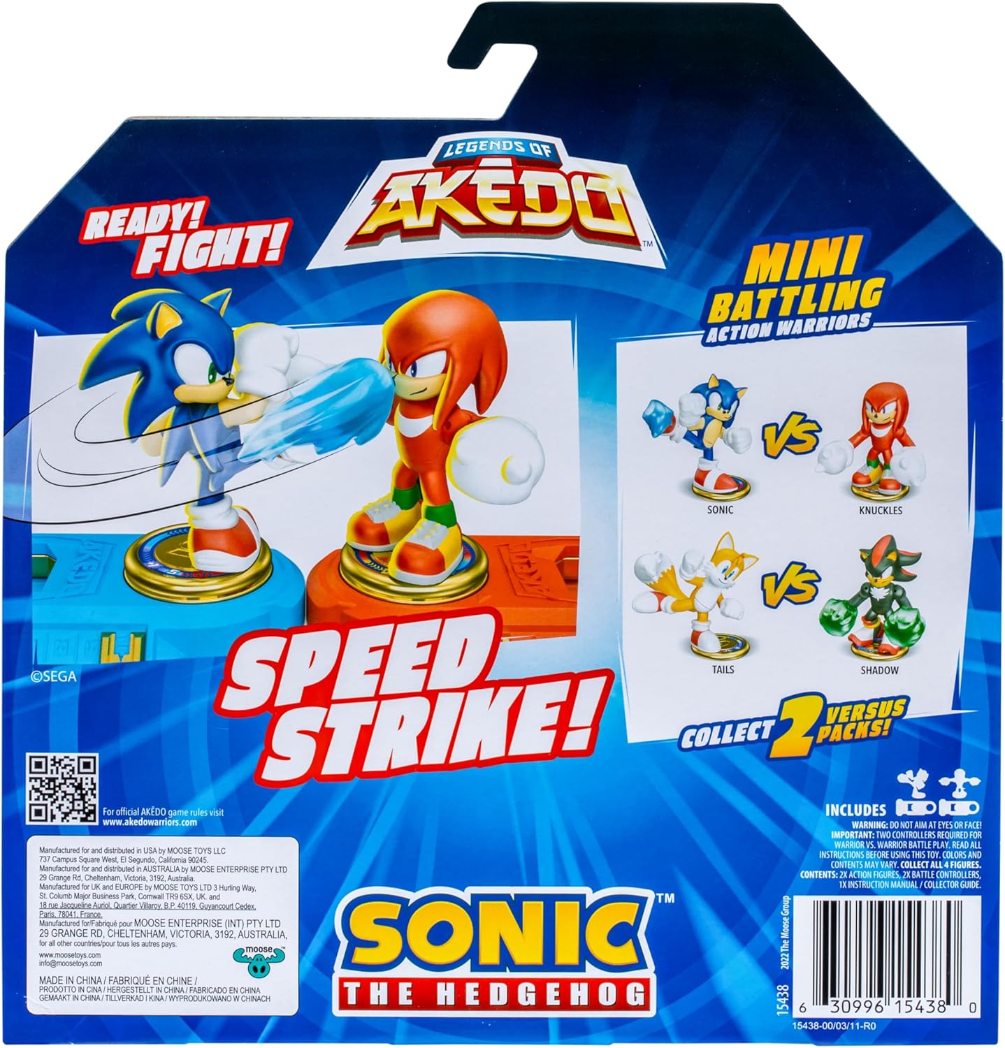 AKEDO Sonic The Hedgehog Versus Pack with Sonic and Knuckles, 2.25 Inches Tall