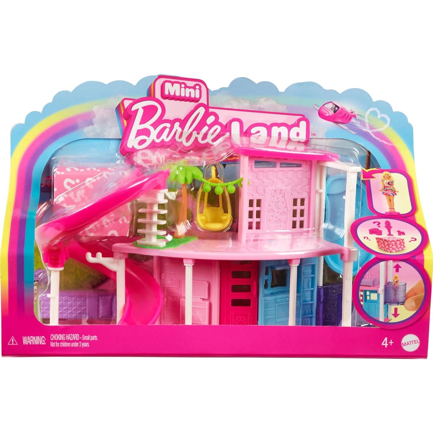 Barbie Mini BarbieLand Doll House Sets, Mini Dreamhouse with Surprise 1.5-inch Doll, Furniture & Accessories, Plus Elevator & Pool