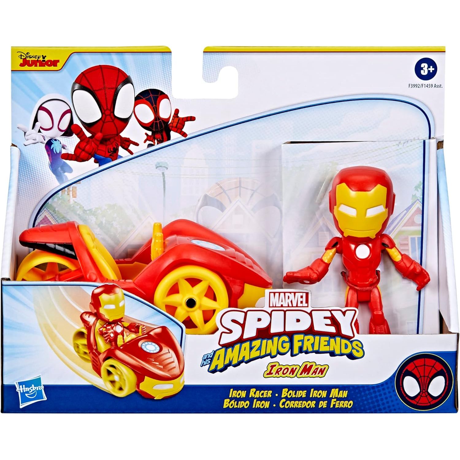 Spidey and His Amazing Friends Hasbro Marvel Iron Man Action Figure and Iron Racer Vehicle, Iron Man Toy for Kids Ages 3 and Up