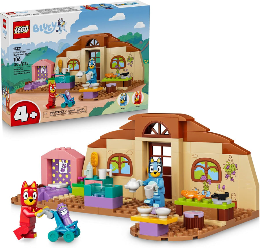 مدرسة LEGO بلووي مع راستي وبلووي - لعبة بناء للفتيات والفتيان، لعمر 4 سنوات فأكثر - شخصيات صغيرة ومجموعة لعب - هدية لأعياد الميلاد - 11221